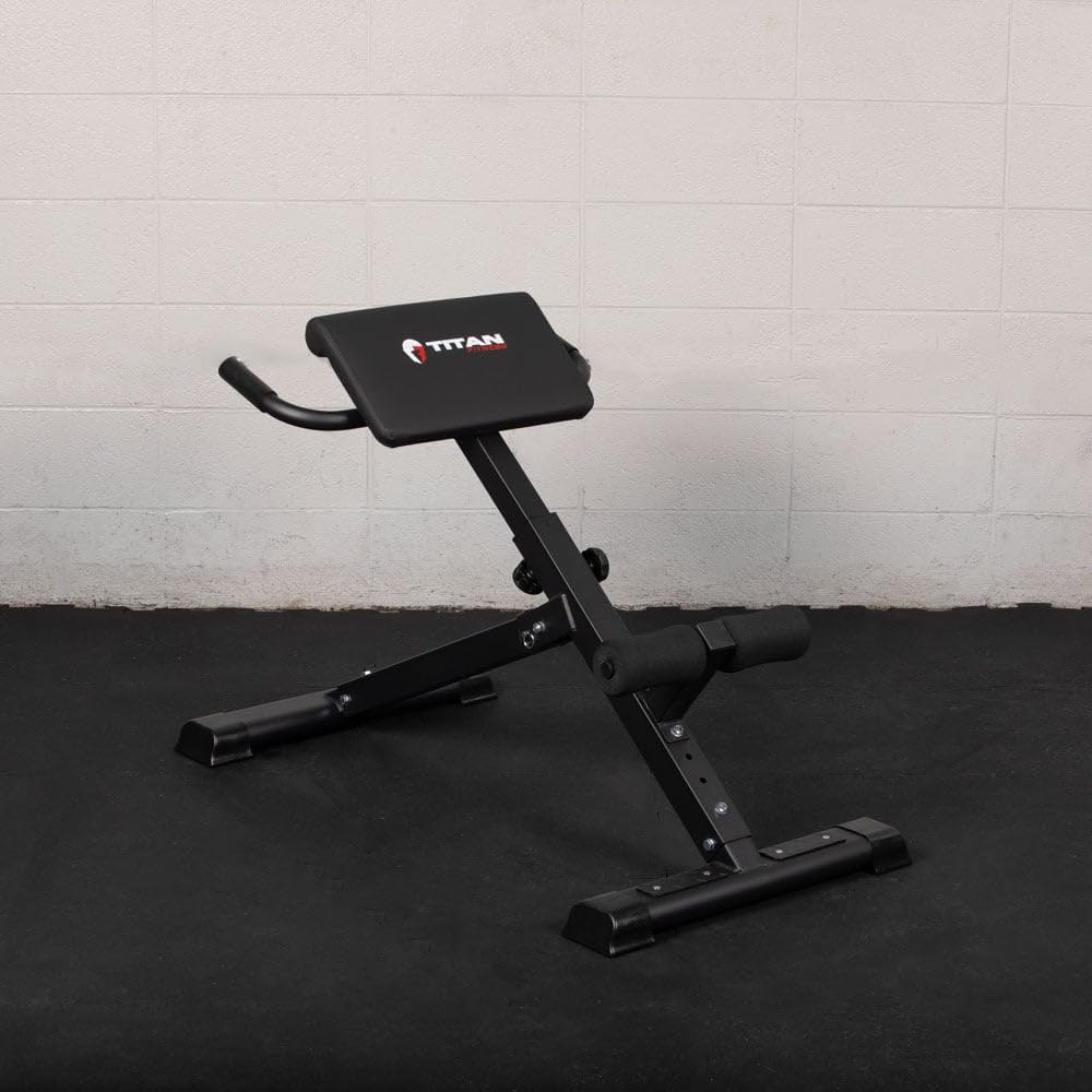Titan Fitness Hyper Back Extension Bench - Heavy Duty Roman Chair for Home Gym, 250 LB Weight Capacity, Core & Back Strengthening Equipment - Perfect for Strength Training, Rehabilitation & CrossFit Workouts