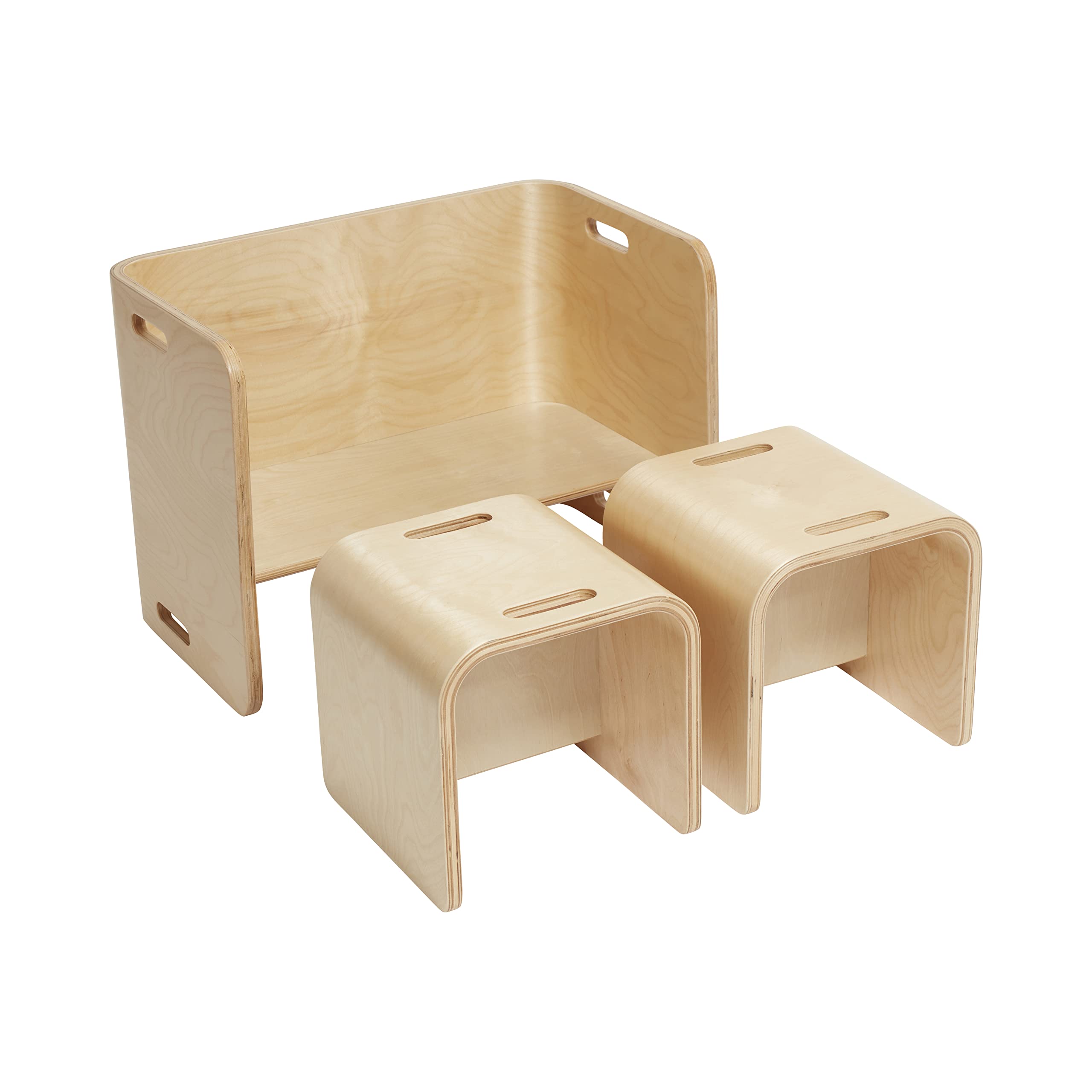 ECR4Kids Premium Bentwood Multipurpose Table and Chair Set for Kids - Natural Wood 3-Piece Children's Furniture - Perfect for Classroom, Playroom & Homeschool Learning Activities