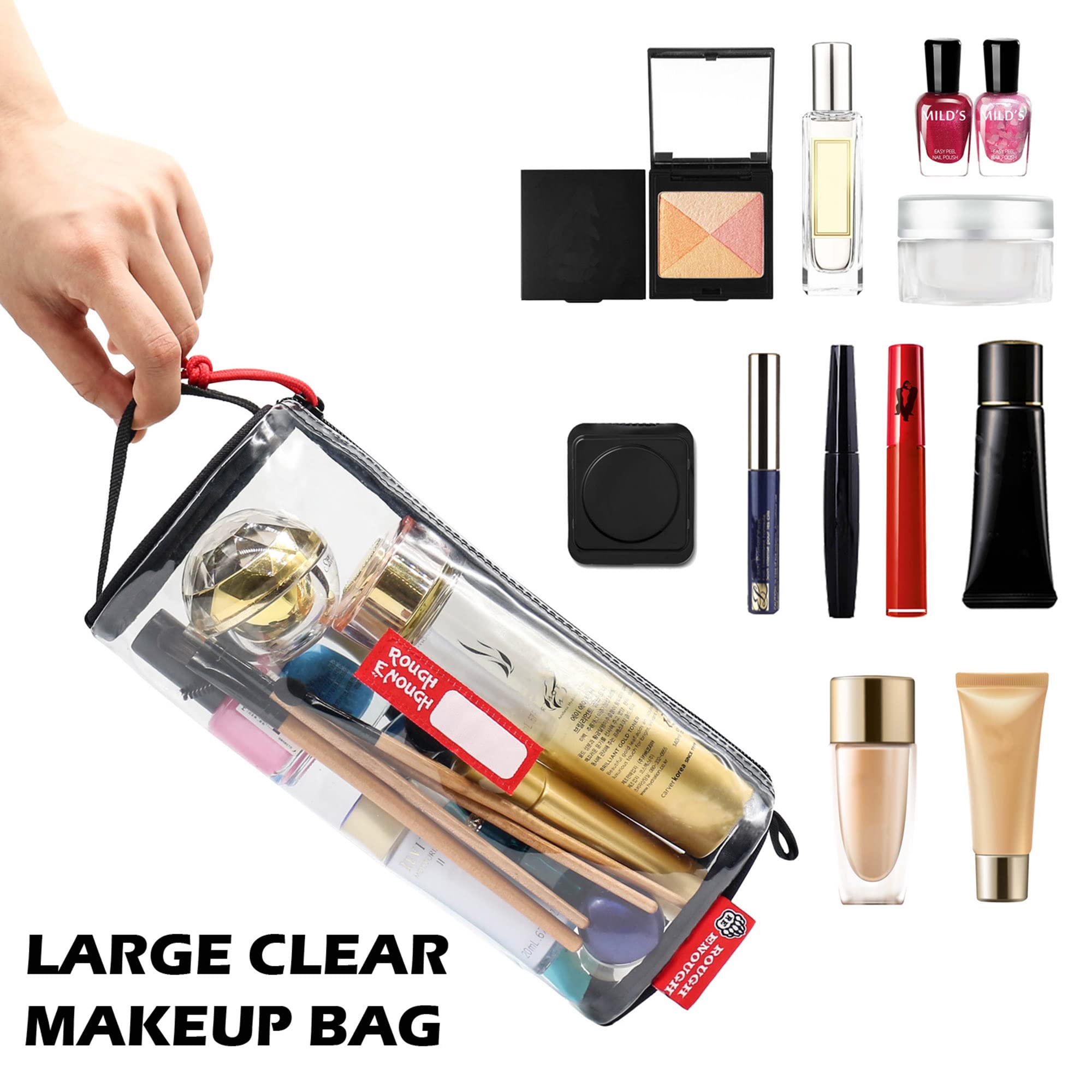 Clear Travel Toiletry Bag for Men & Women - Waterproof Cosmetic Organizer for Bathroom Essentials, Makeup, Shampoo - Perfect for Airplane Carry-On, Gym, Camping Trips