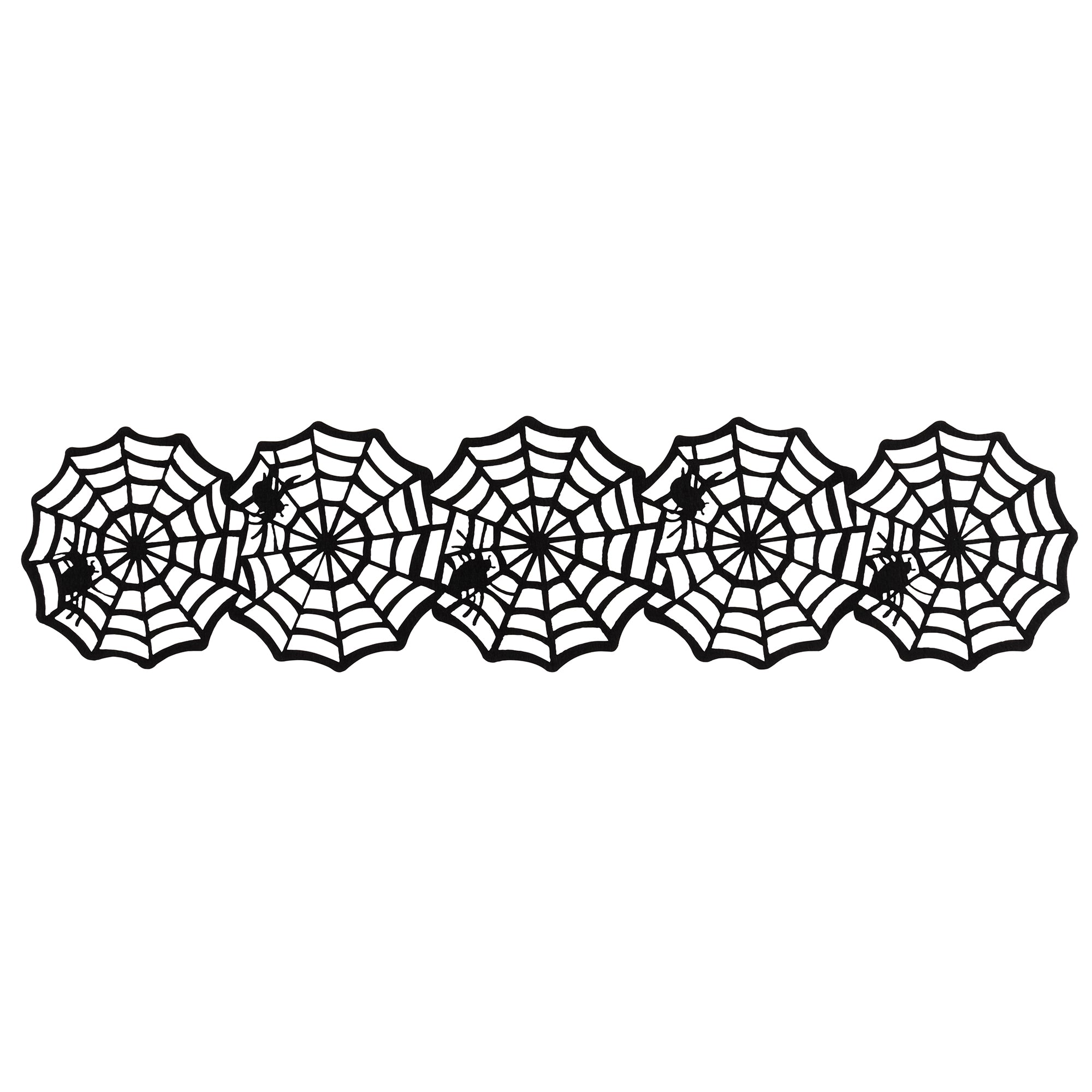 Black Felt Spider Web Table Runner - 7.25 x 31 Inches Halloween Decor - Gothic Dining Table Centerpiece for Spooky Party & Haunted House Decorations