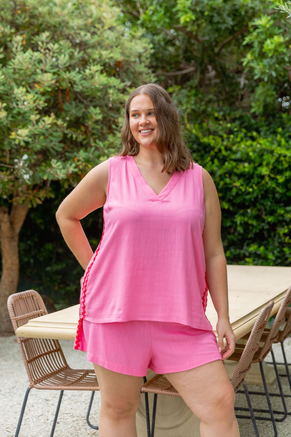 Melody Linen Blend Top in Sachet Pink | Women's Casual Summer Blouse | Perfect for Beach Outings & Date Nights