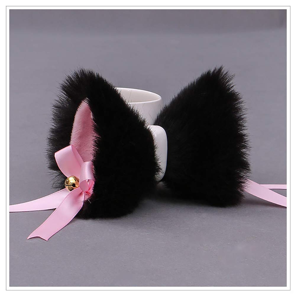 Stylish Cat Ears Hair Clips - Anime Lolita Cosplay Headpiece for Halloween & Costume Parties (Black/Red, One Size Fits All) - Perfect for Cosplay, Anime Conventions, and Themed Events