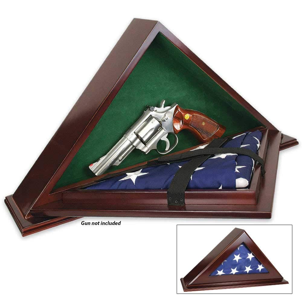 Patriot Flag Display Case - Hidden & Concealed American Flag Holder for Home, Office, or Military Tribute | Wall Mount or Tabletop Use