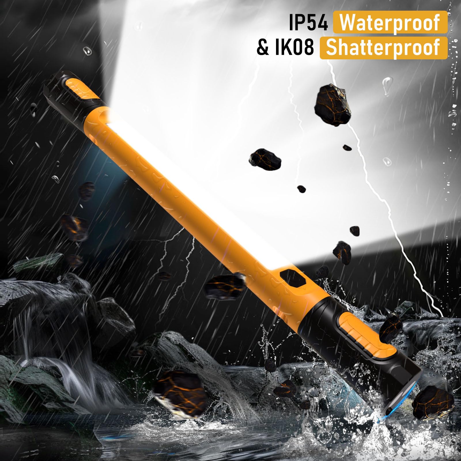 3200LM Rechargeable LED Work Light for Mechanics - 5400mAh Magnetic Light Bar with Hooks, Portable Underhood Light for Car Repair, Garage Workshop & Emergency Use - Perfect Gift for Men (Yellow)