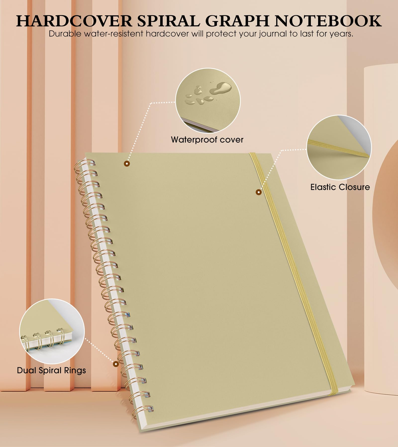 Premium Spiral Graph Paper Notebook - 8.5