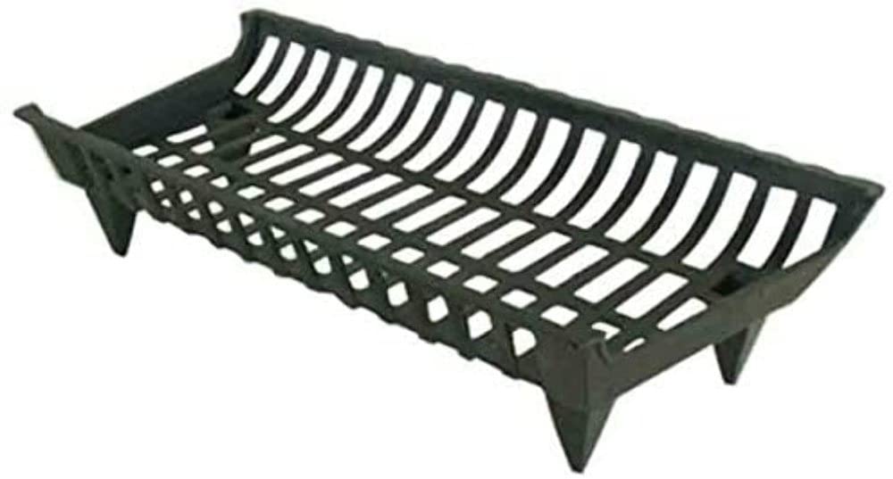 GHP CG27 27-Inch Black Cast Iron Fireplace Grate - Heavy Duty Fireplace Accessory for Wood Burning Stoves, Fire Pits & Indoor/Outdoor Fireplaces