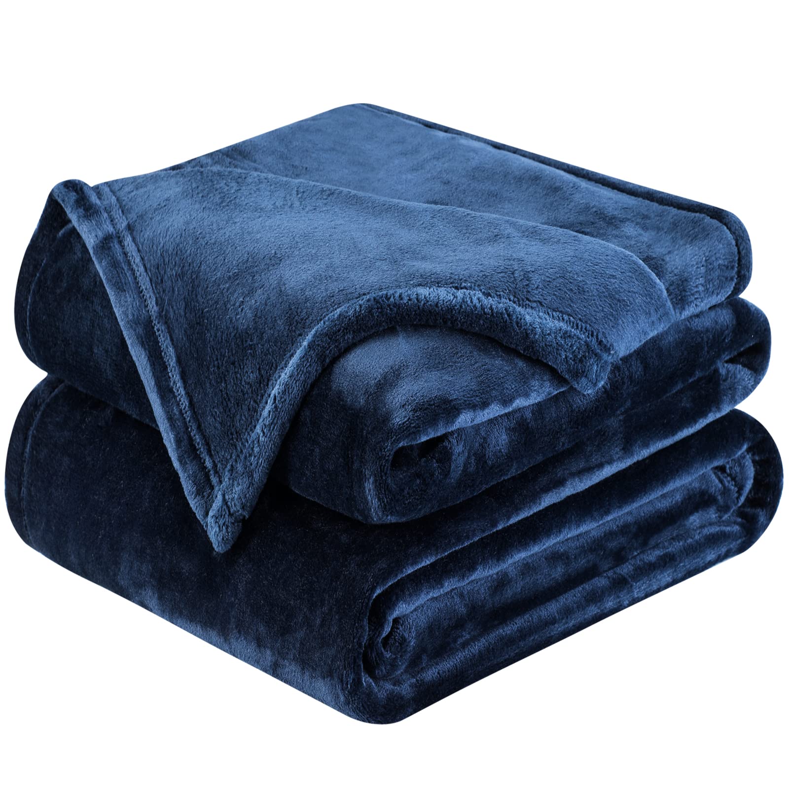 HOMEIDEAS 380GSM Flannel Fleece Blanket King Size (108x90 Inches) - Ultra Soft Lightweight Fuzzy Blanket for All Seasons - Warm Cozy Throw for Bed, Couch, Sofa, Camping & Travel - Navy Blue Home Decor Gift