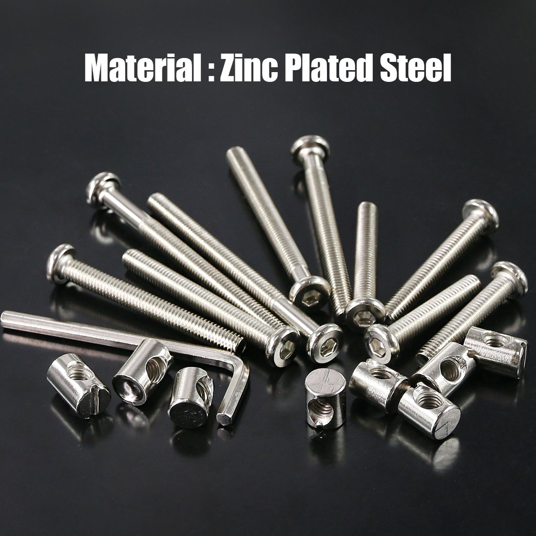 Swpeet 100Pcs M6 Crib Hardware Screws Kit with Allen Wrench - for Baby Beds & Furniture Assembly