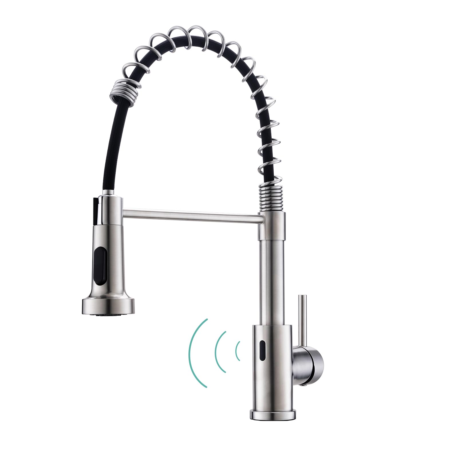 Touchless Kitchen Faucet with Pull Down Sprayer - Motion Sensor Stainless Steel Spring Single Handle Sink Faucet (Brushed Nickel) for Modern & Hygienic Kitchen Upgrade | Perfect for Busy Cooks, Families & ADA Compliant Homes