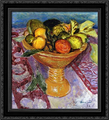 Pierre Bonnard Black Ornate Wood Framed Canvas Fruit Bowl Art 20x22 - Perfect for Dining Room, Kitchen Decor & Vintage Home Wall Art