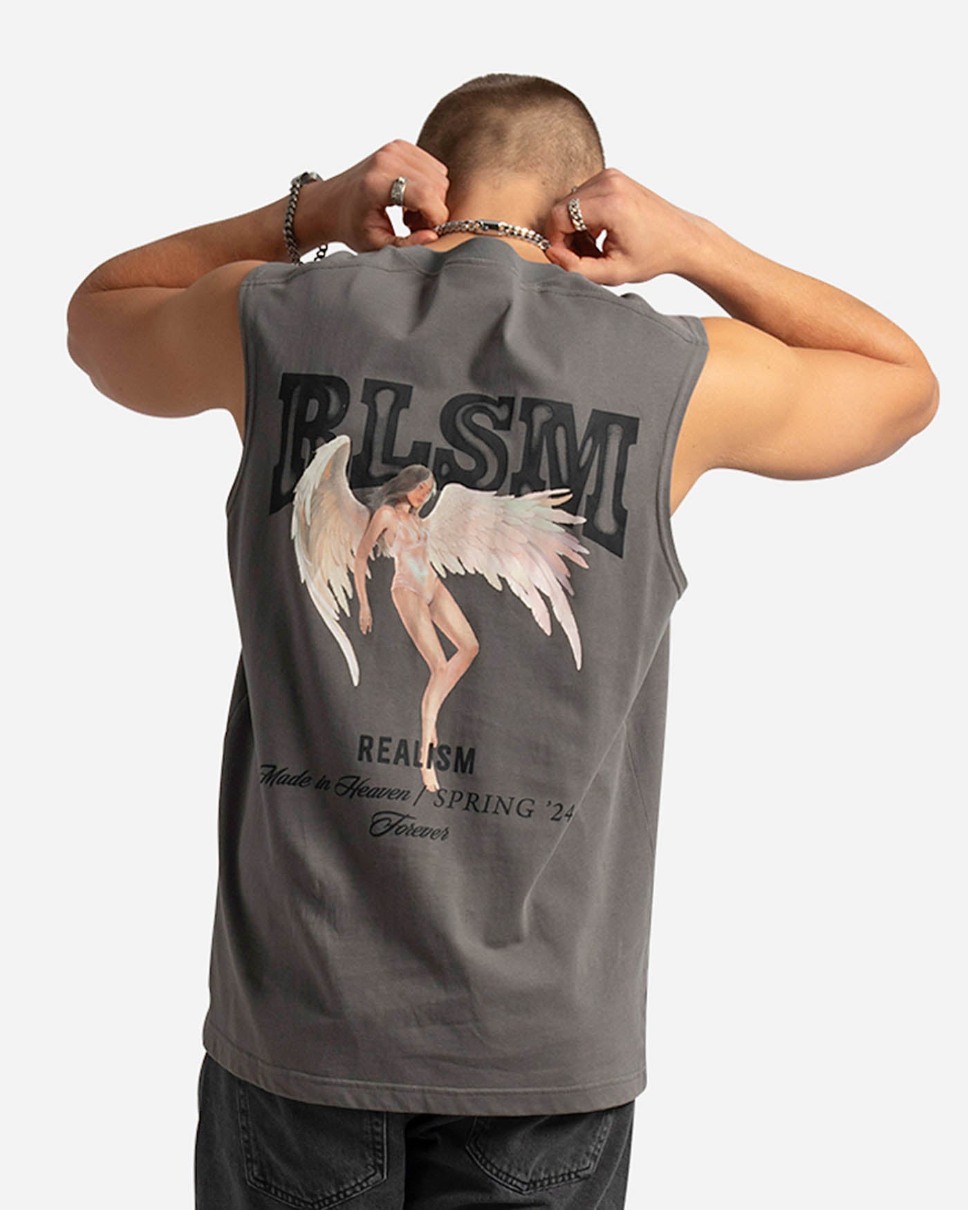 SSS Realism Guardian Tank Top for Men - Breathable Grey Workout Shirt for Gym, Running & Casual Wear