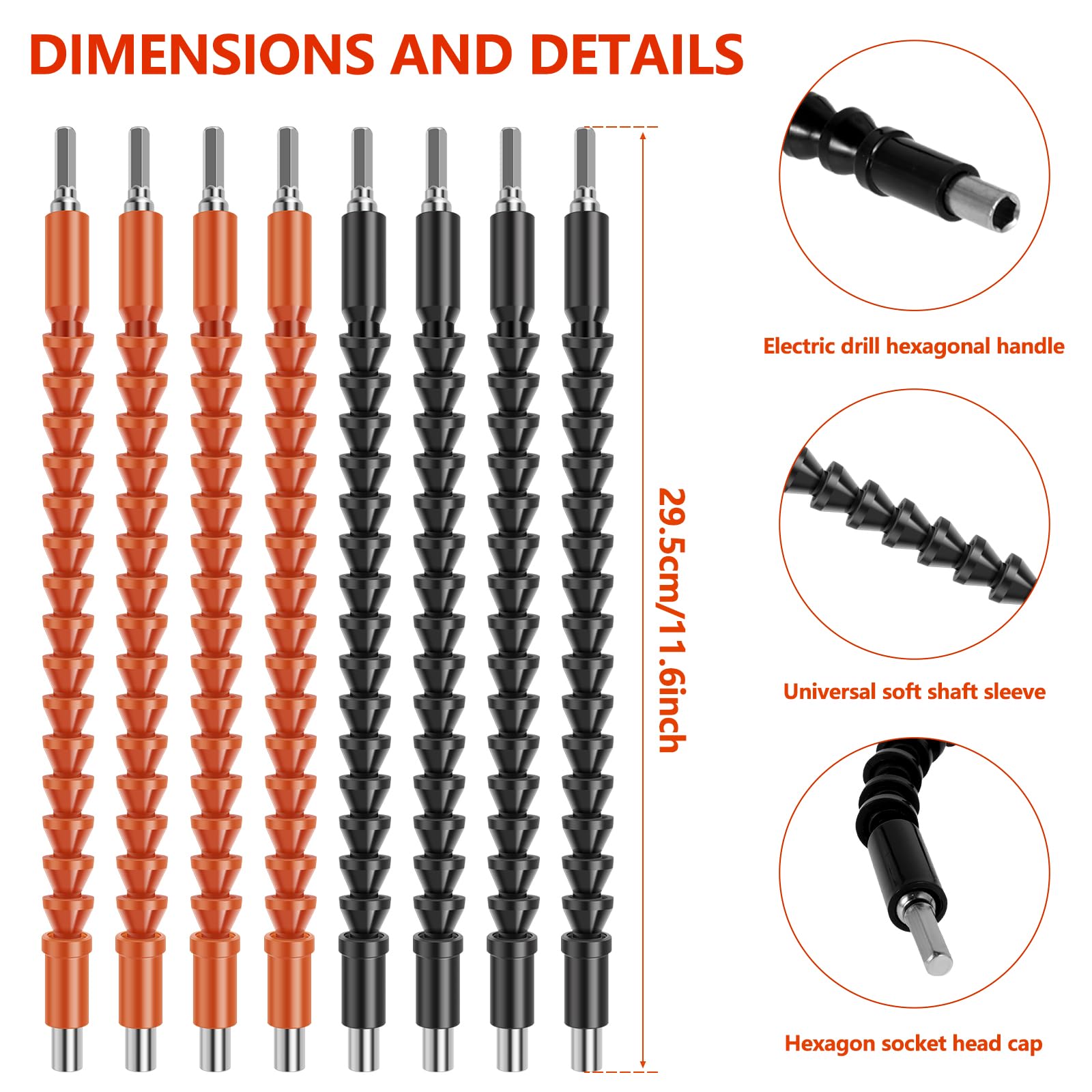 8Pcs Flexible Drill Bit Extension Set - 1/4 Inch Bendable Soft Shaft Screwdriver with Hex Shank | Premium Drill Bit Extender Holder Kit for Tight Spaces & Hard-to-Reach Areas | Ideal for DIY, Home Repair, and Professional Use