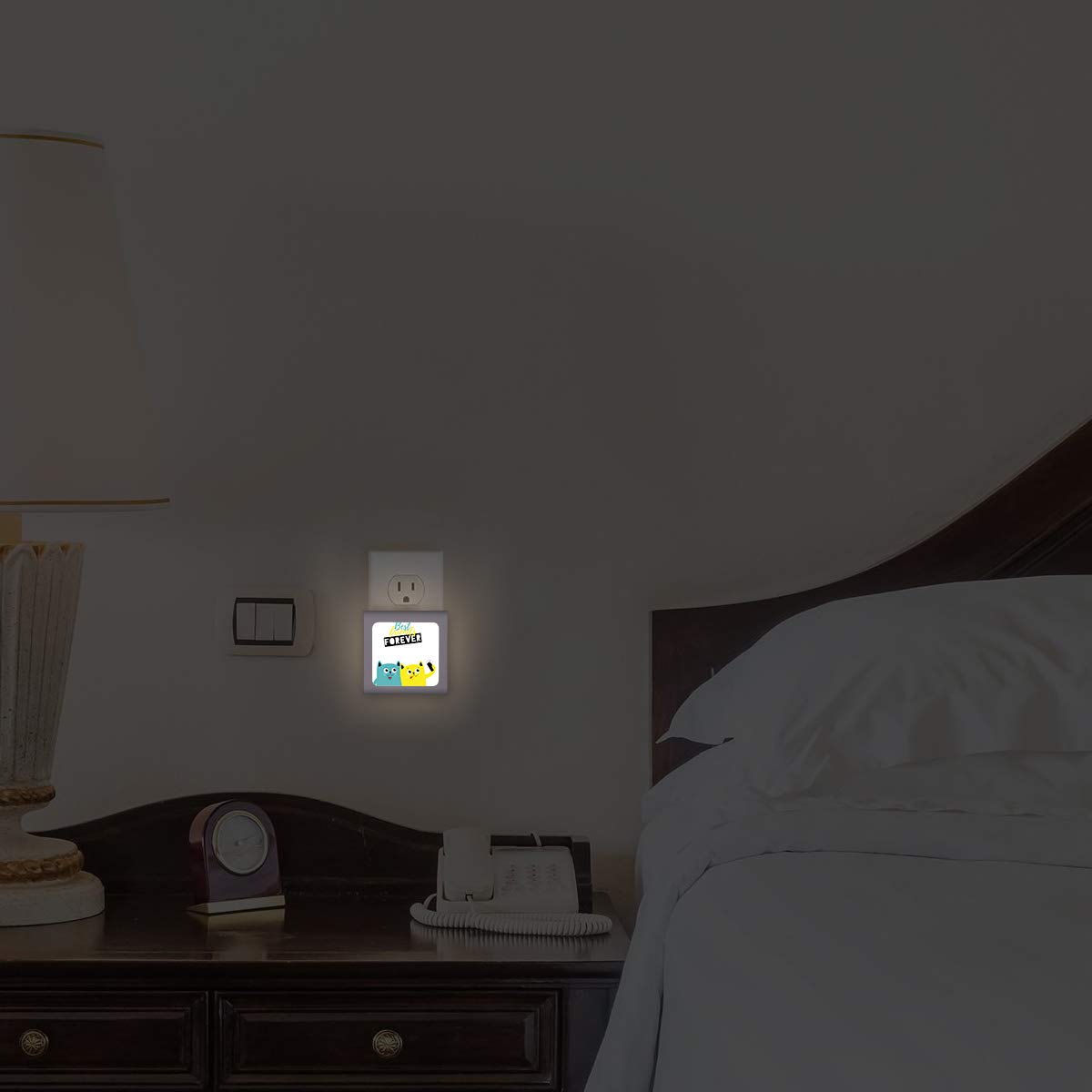 Dimmable LED Night Light with Auto On/Off Sensor, Adjustable Brightness & Warm White Light - Perfect for Bathroom, Hallway, Nursery, Bedroom - Cute Cat Selfie Design for Pet Lovers | Nighttime Safety & Cozy Ambience Lighting