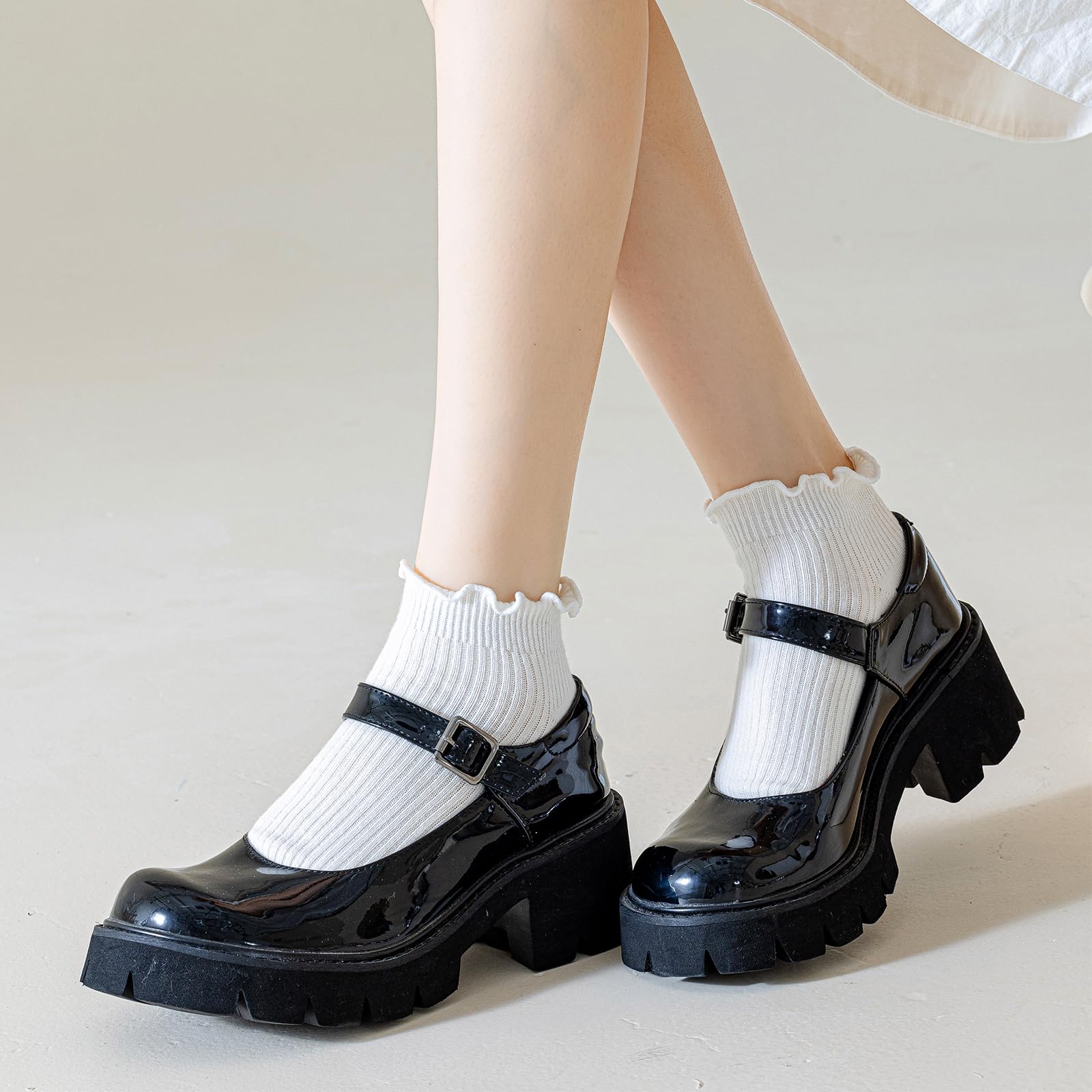 Mcool Mary Women's Ankle Ruffle Socks 6-Pack - Cute Cotton No-Show Socks for Casual Wear