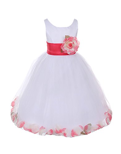 White With Coral Sash, Flower & Petals