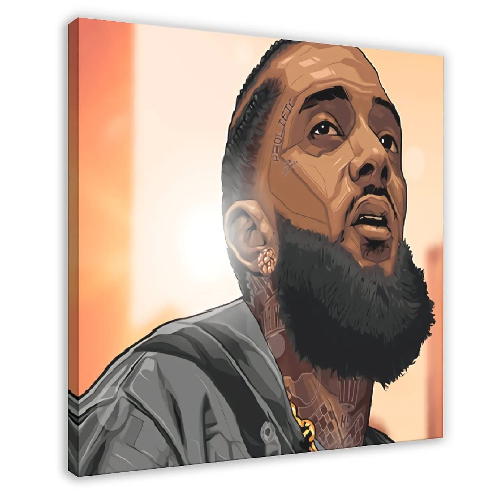 Nipsey Hussle Canvas Poster - 16x16 Inch (40x40cm) Framed Wall Art for Bedroom, Office & Sports Fan Decor - Perfect Gift for Music & Hip-Hop Lovers - Ideal for Home, Studio & Man Cave Wall Decor