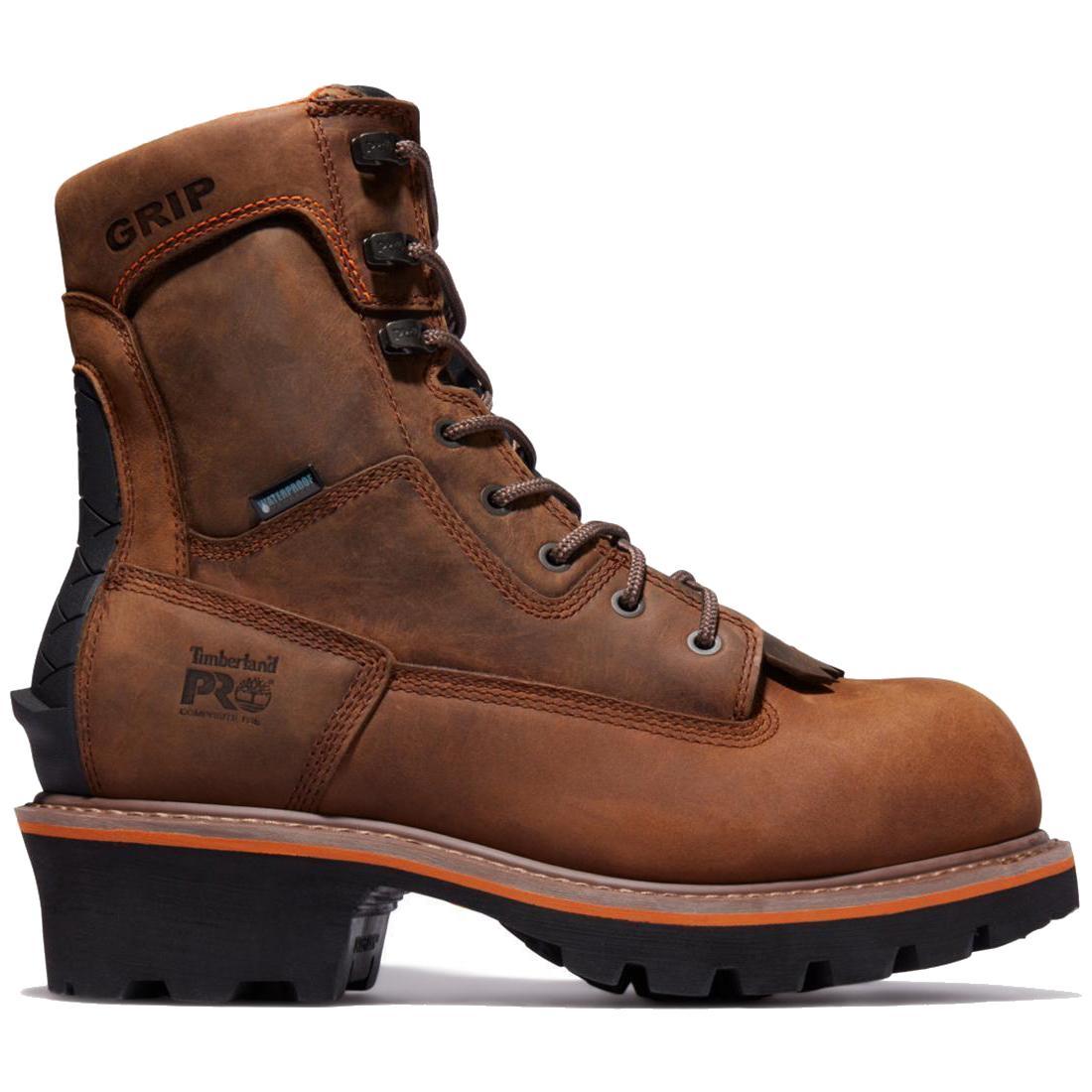Evergreen 8 Inch Composite Toe Waterproof Logger Work Boots for Men - Brown Safety Shoes for Construction, Hiking & Outdoor Work - ASTM F2413 Certified