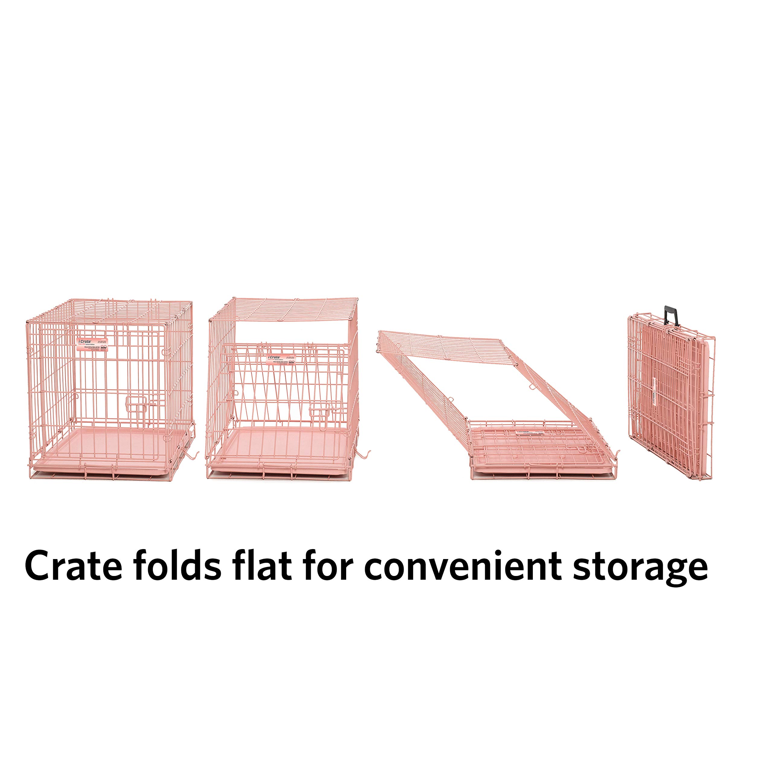 MidWest Homes for Pets iCrate 24-Inch Dog Crate Starter Kit for Small Dogs up to 25 lbs - Includes Pet Crate, Comfort Bed, 2 Stainless Steel Bowls & Pink Crate Cover - Perfect for Home, Travel & Training (1524PK-KIT)