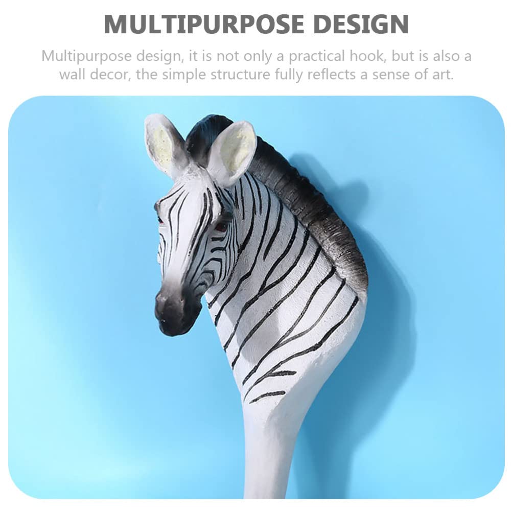 Garneck Decorative Animal Wall Hooks - Zoo Themed Coat Hooks for Home Entryway, Towel & Robe Hanging (Zebra Design, Resin Wall Mounted Hooks) - Perfect for Kids' Rooms, Bathrooms & Entryway Organization