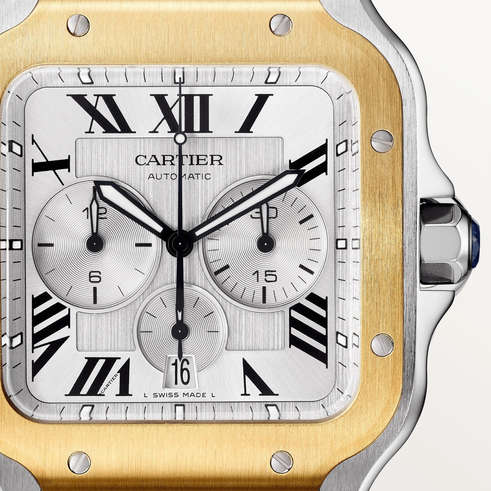 Cartier Santos Chronograph Men's Watch - Stainless Steel & 18K Yellow Gold Luxury Timepiece for Business, Gifts & Special Occasions