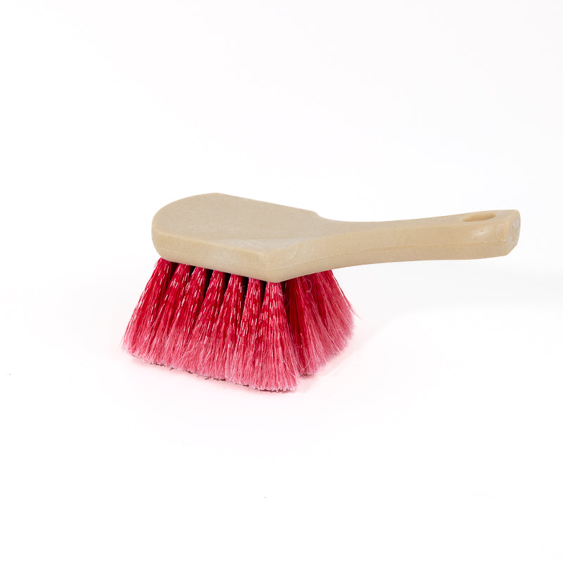 Heavy Duty Red Medium Soft Flagged Polystyrene Utility Brush with Ergonomic Handle - Ideal for Cement Truck Cleaning, Industrial & Aggressive Surface Cleaning