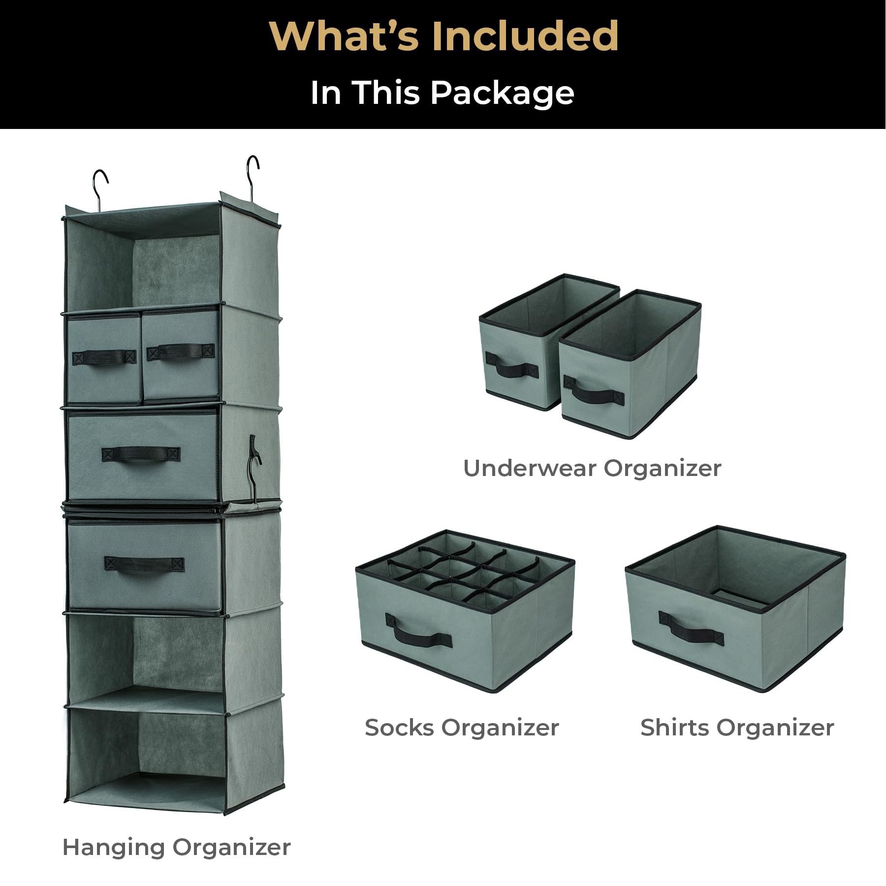 SMIRLY 6-Tier Hanging Closet Organizer with Storage Shelves – Foldable Wardrobe Organizer with 2 Heavy-Duty Hooks for Clothes, Baby Nursery & Home Storage – Perfect for Small Spaces, Dorm Rooms & Apartment Organization