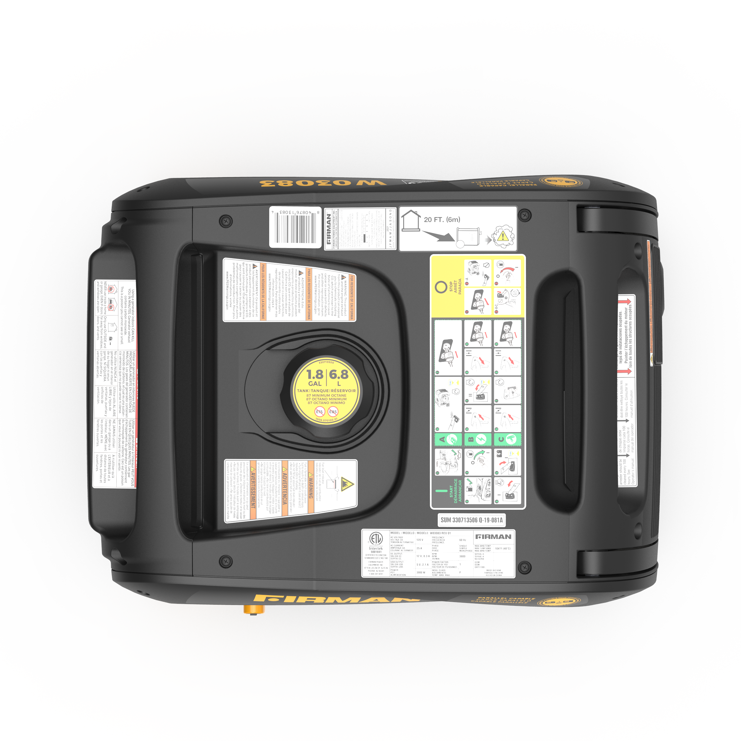 3300W Portable Inverter Generator with Remote Start - Perfect for Camping, RV Trips & Emergency Power Backup