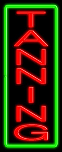 Premium Tanning Glass Neon Sign #10335 - Handcrafted in USA | Perfect for Salon Decor, Home Bar Lighting & Retro Aesthetic