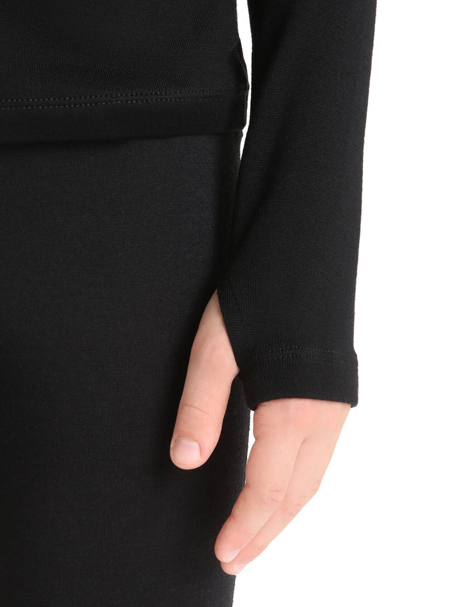 Icebreaker Kids 260 Tech LS Half Zip Fleece Jacket - Black | Warm Merino Wool Base Layer for Boys & Girls | Perfect for Hiking, Skiing & Outdoor Adventures