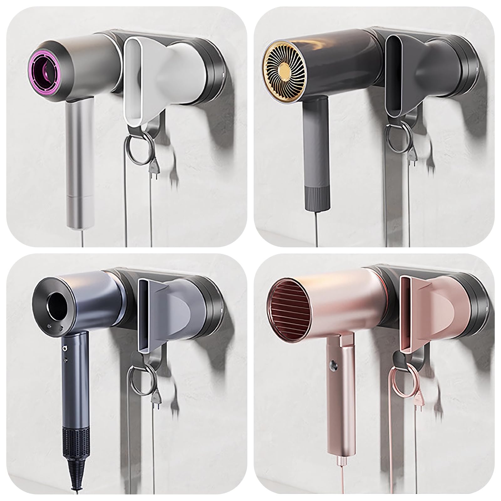 Magnetic Hair Dryer Holder with Suction Cup & Cord Organizer - No Drill Blow Dryer Rack for Dyson, Laifen & Other Hair Dryers - Perfect for Bathroom, Salon & Home Styling Station Organization