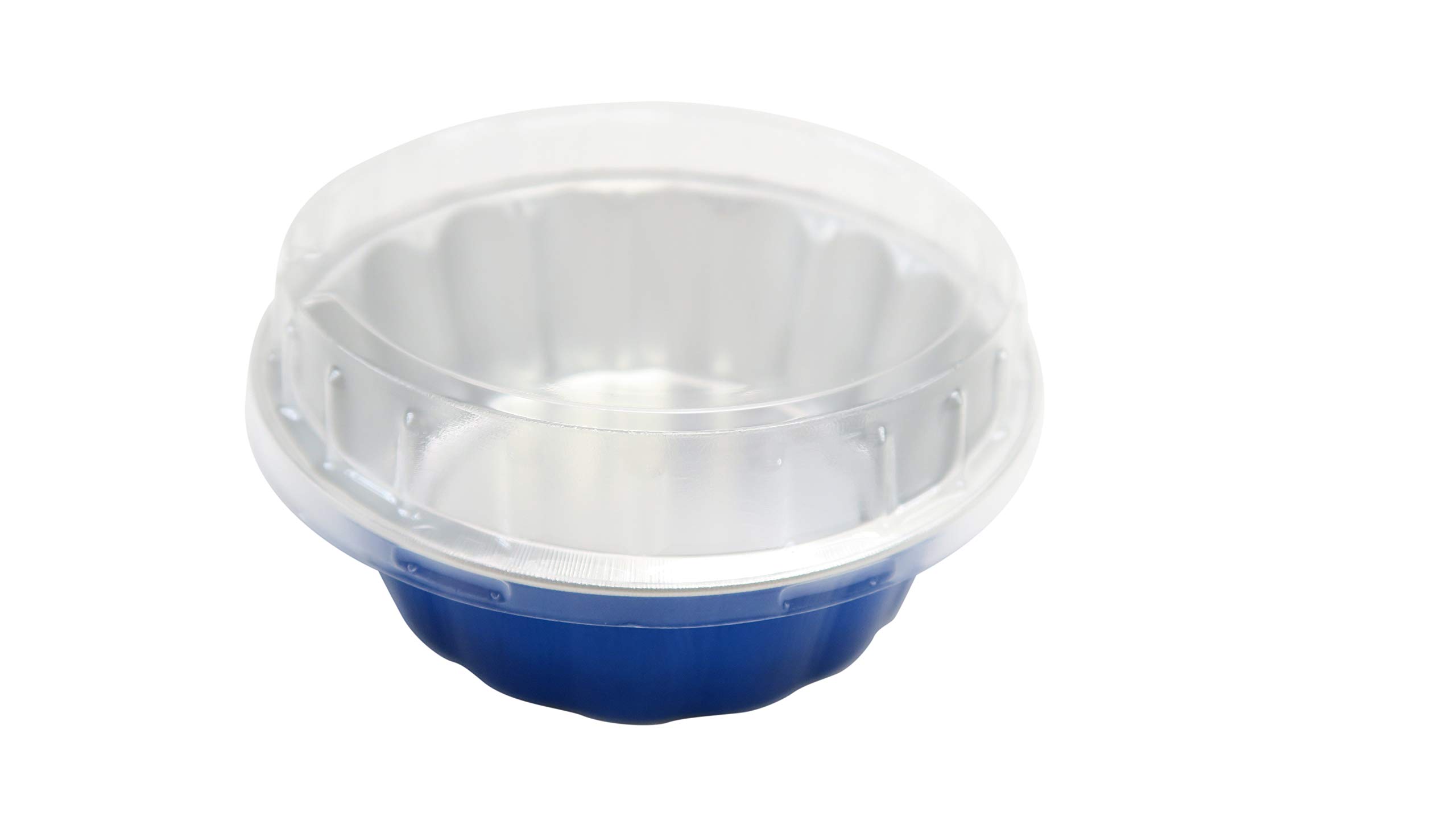 KitchenDance 8oz Disposable Colored Aluminum Foil Dessert Cups with Lids - Round Baking Tart Pans for Cakes, Pies & Pastries - Perfect for Home Baking, Party Serving & Food Storage (500-Pack, Blue)
