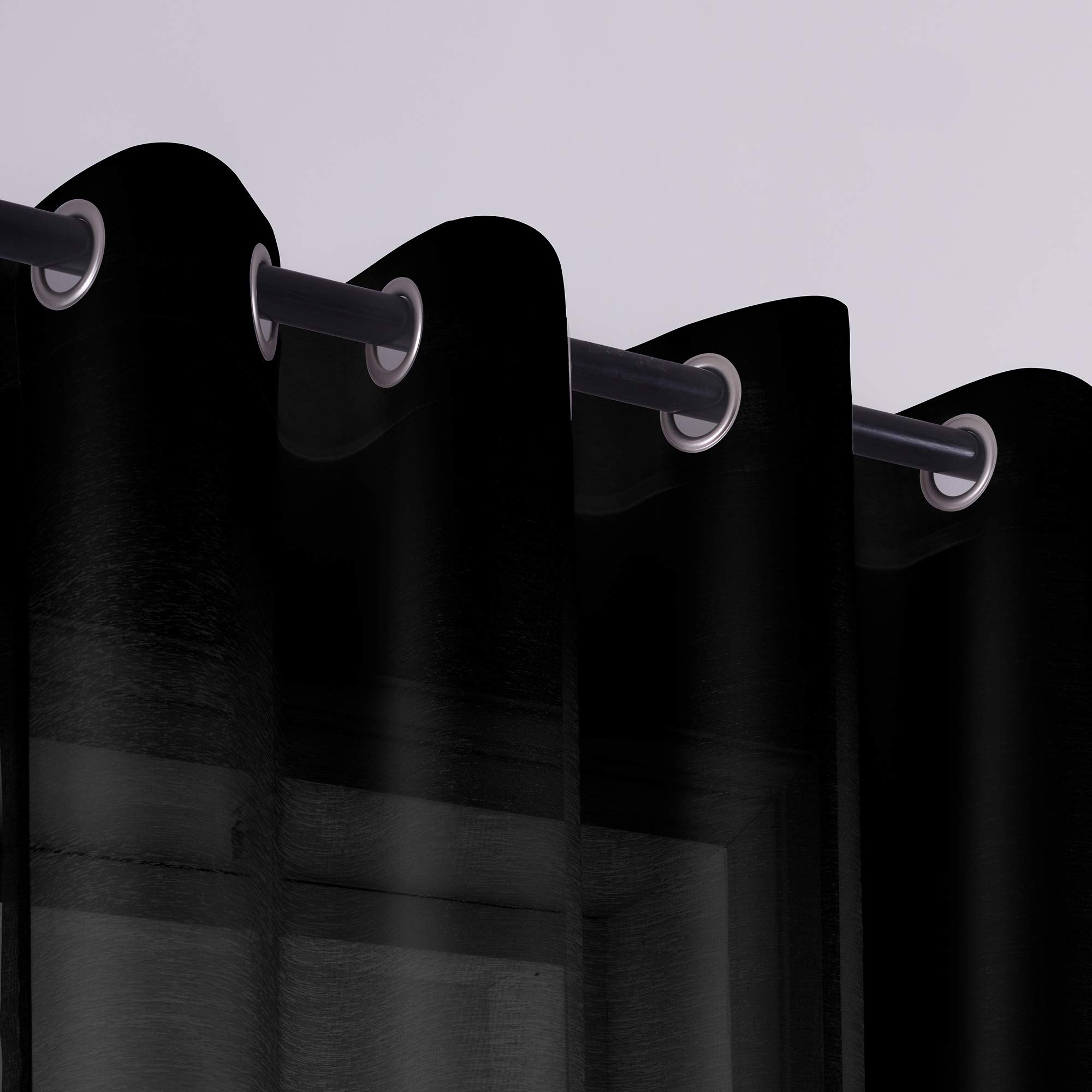 KOUFALL Blackout Curtains 72 Inch Length 2 Panels Set - Thermal Insulated Solid Black Grommet Drapes for Living Room & Bedroom (52x72 Inches) - Perfect for Light Blocking, Privacy & Home Decor