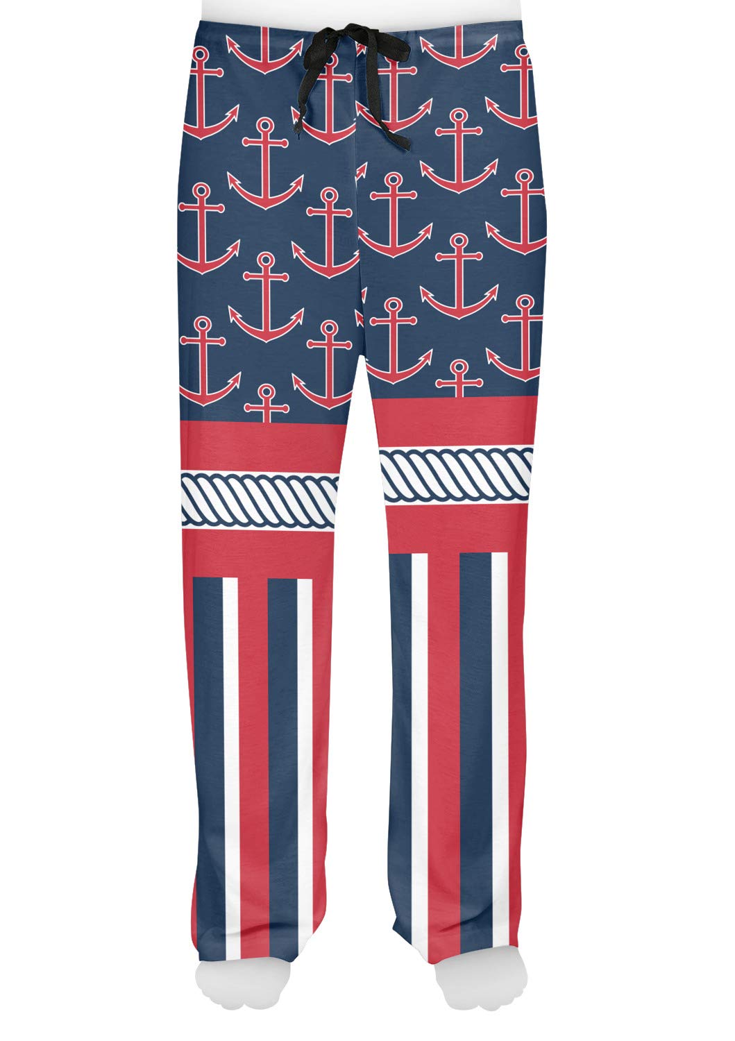 **Men's Nautical Anchor & Stripes Pajama Pants - Soft Cotton Sleepwear for Lounge & Relaxation at Home**