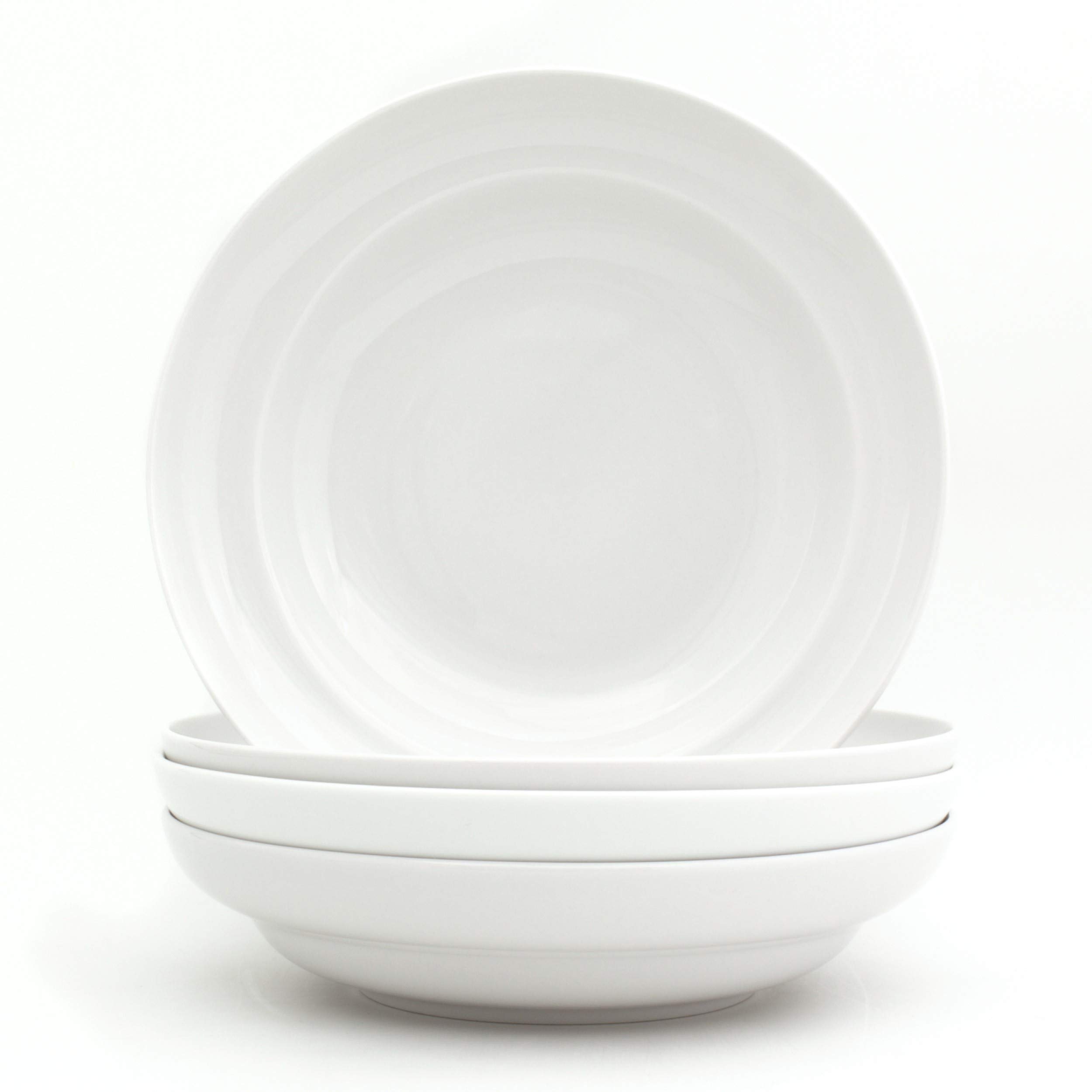 Euro Ceramica Essential Collection 16-Piece Porcelain Dinnerware Set - 4 Pasta Bowls Included, Elegant White Tableware for Family Dinners & Entertaining Guests | Dishwasher & Microwave Safe