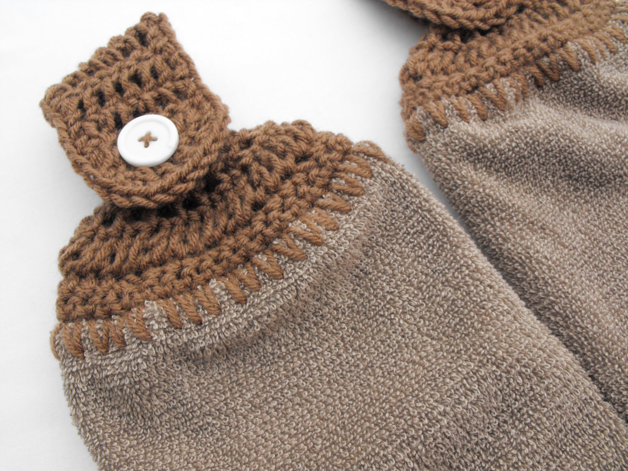 Premium Terry Cloth Kitchen Towels - Solid & Plaid Cotton Towels with Crochet Hanging Loop - Absorbent Dish Towels for Kitchen, Bathroom & Cleaning - Tan & Multi-Color Options