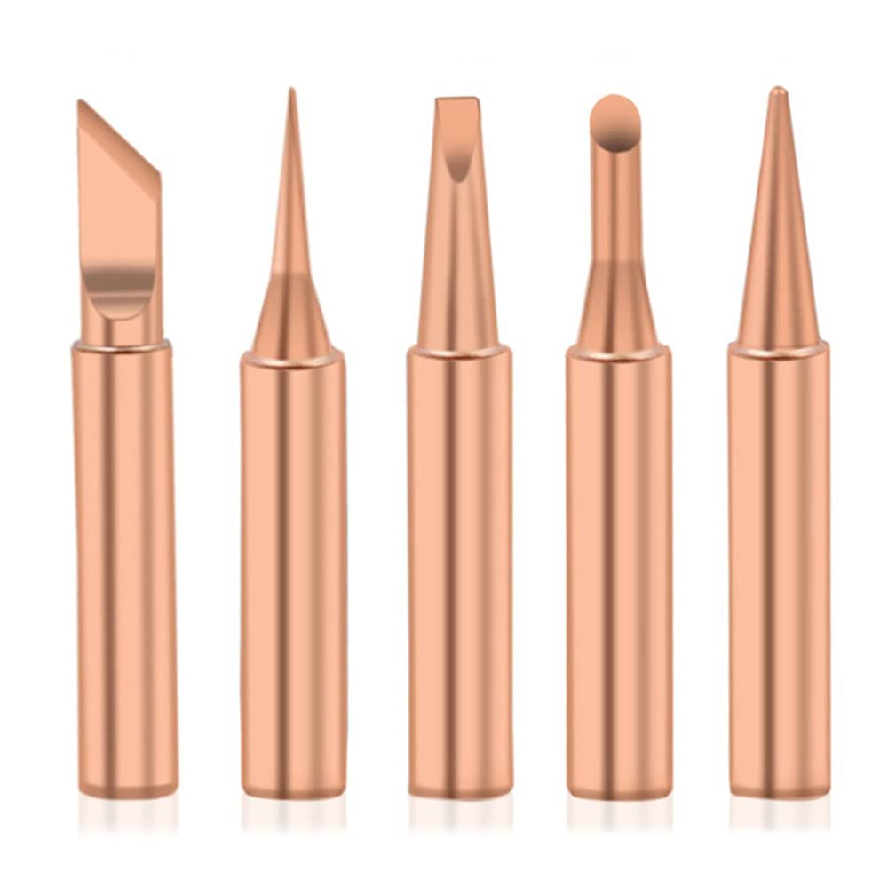 5pcs/Set 900M-T Pure Copper Soldering Iron Tips - Lead-Free Welding Heads for Electronics Repair, DIY Projects & PCB Soldering - High Heat Resistance & Durable Soldering Tools