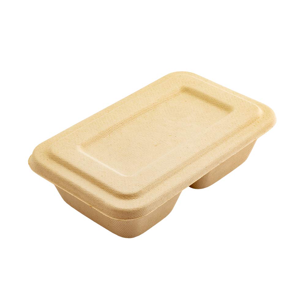 Eco-Friendly 100-Pack Bagasse Lids for 34oz 2-Compartment Takeout Containers | Sugarcane Pulp Tek Lids | Restaurantware (Containers Sold Separately) - Perfect for Food Delivery, Catering & Sustainable Dining Solutions