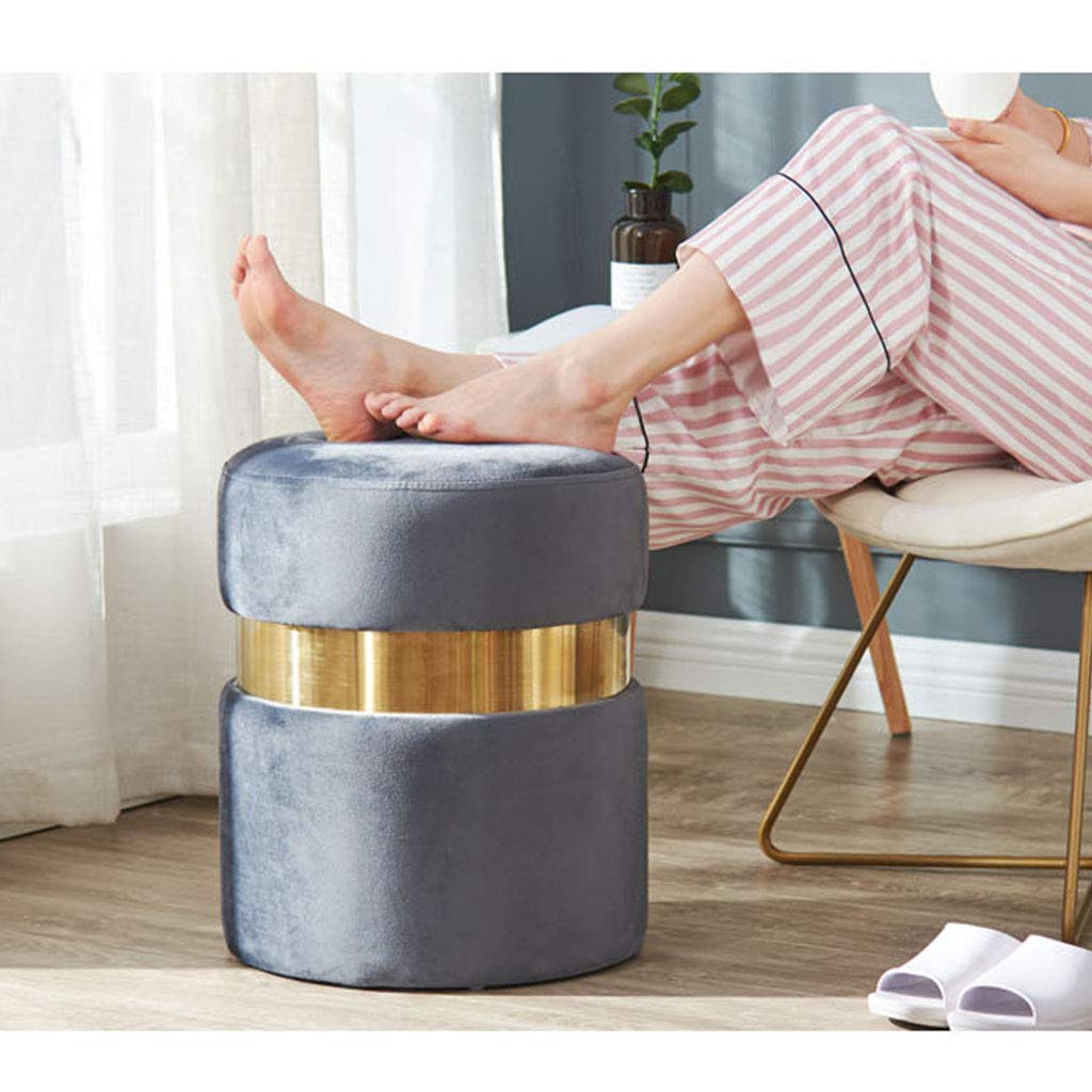 Premium Quality Wooden Upholstered Footstool Ottoman - Removable Flannel Fabric Cover, Soft Pouffe Chair for Living Room, Bedroom & Office (Gray) - Perfect for Footrest, Extra Seating & Home Decor