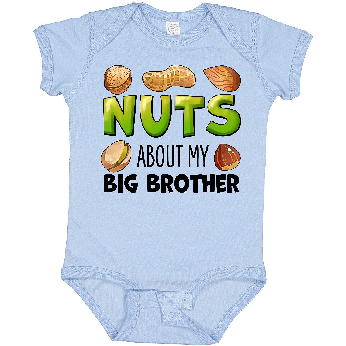 Inktastic Nuts About My Big Brother Peanut Almond Pistachio Baby Bodysuit - Cute Sibling Matching Outfit for Newborns & Toddlers