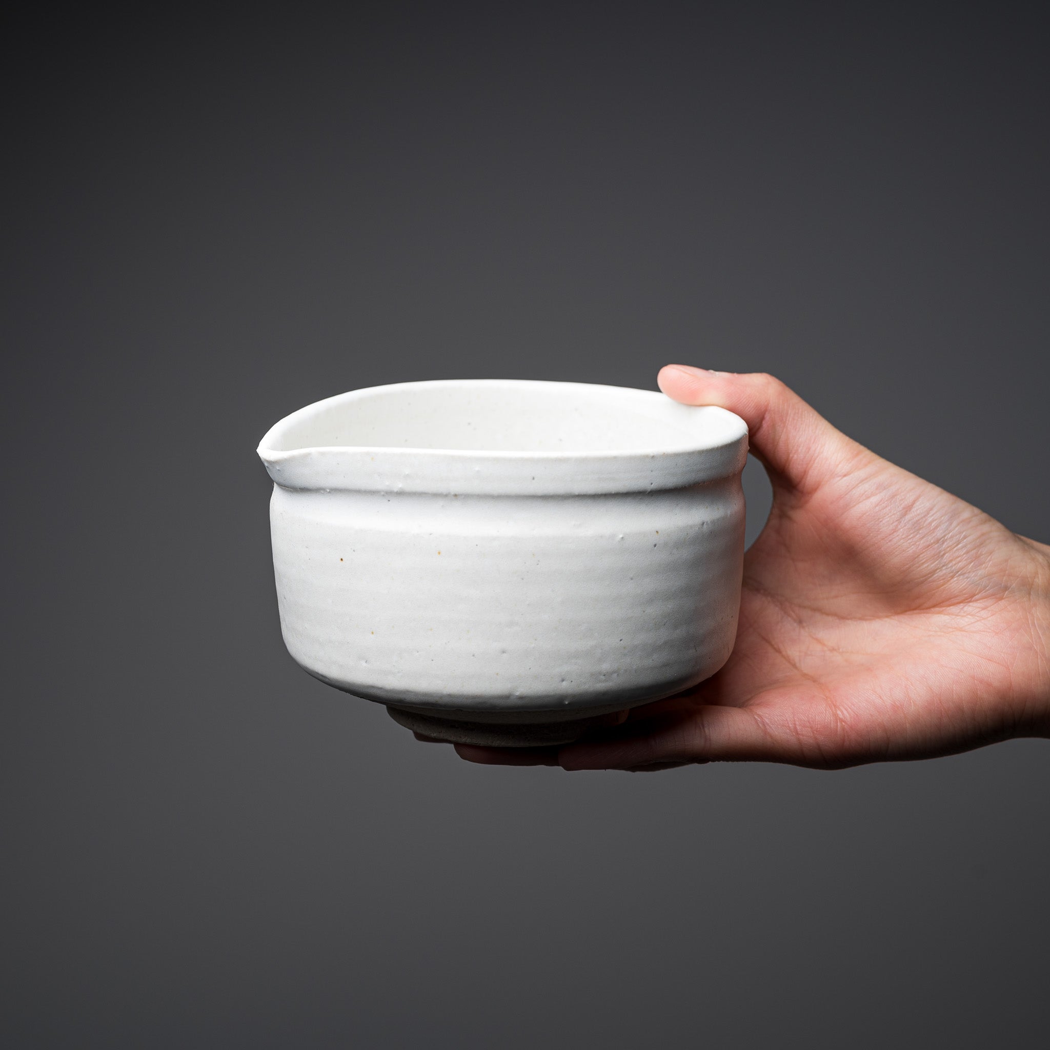 Premium Matcha Tea Bowl with Spout - Matt White Ceramic Chawan for Japanese Tea Ceremony | Perfect for Matcha Preparation, Zen Meditation & Home Decor