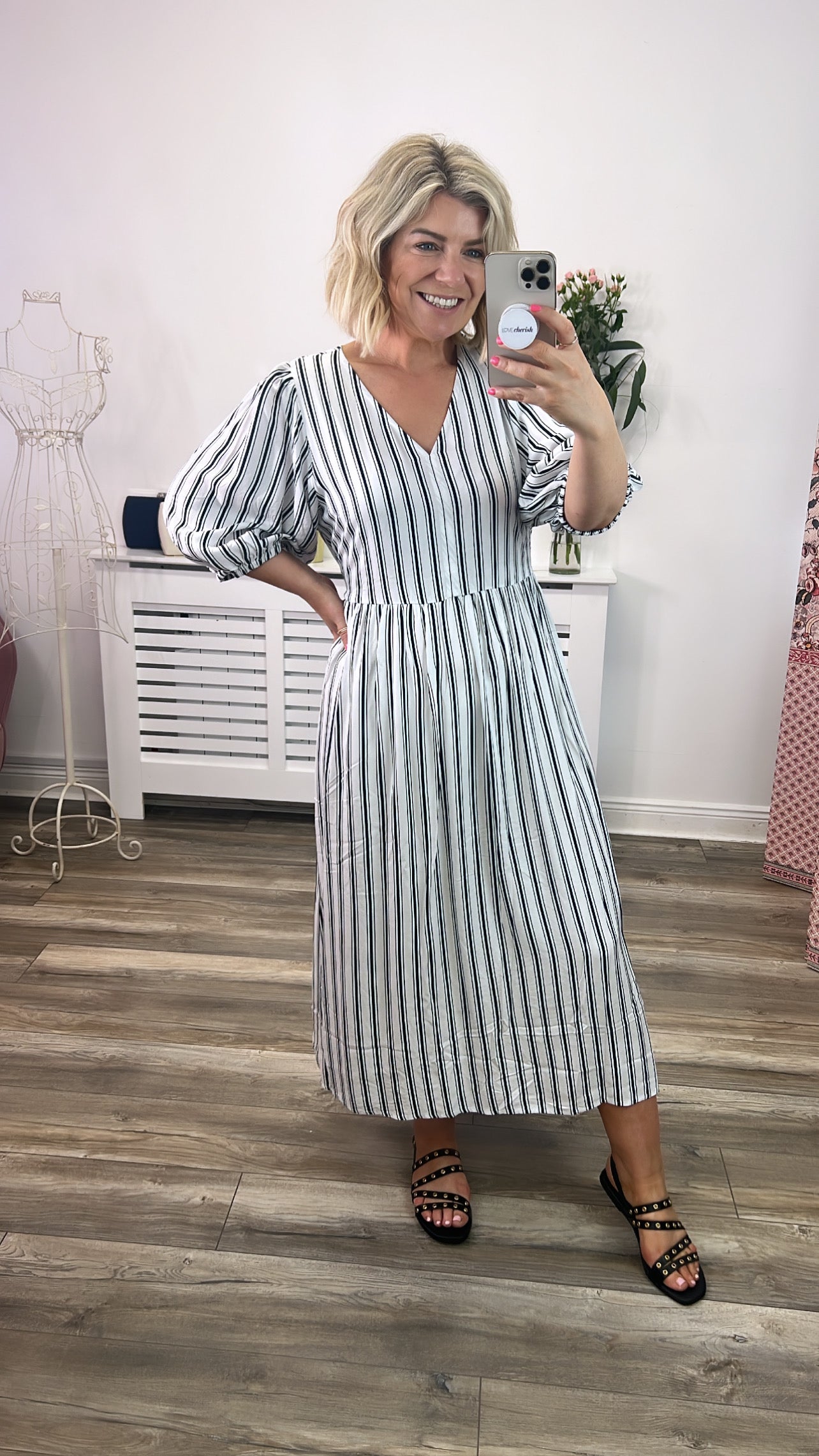 Earo Midi Dress - Flowy Boho Summer Dress with Puff Sleeves | Perfect for Beach Vacations, Date Nights & Music Festivals