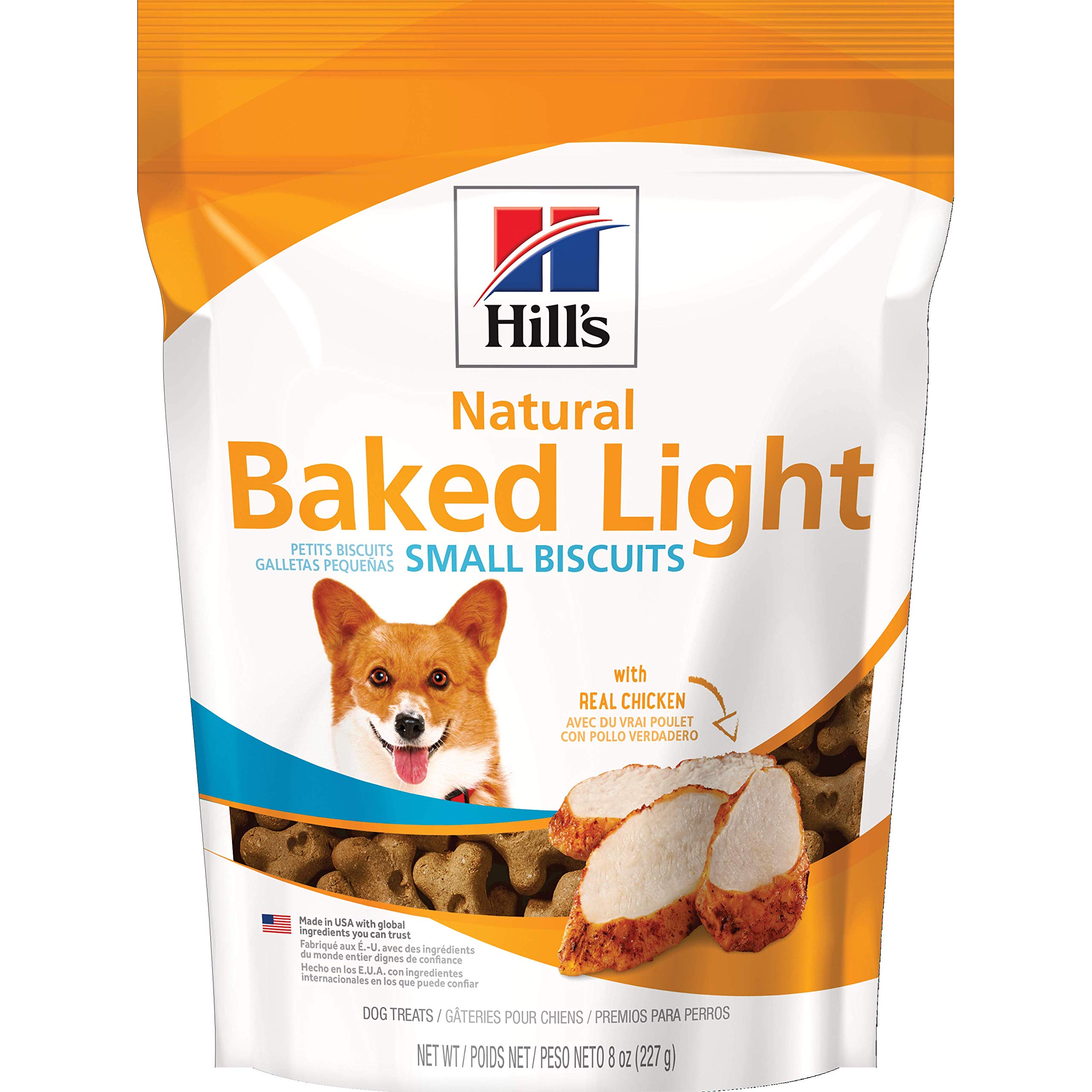 Hill's Natural Baked Light Dog Biscuits with Real Chicken for Small Dogs - Healthy Grain-Free Dog Treats, 8 oz Bag - Perfect for Training Rewards & Dental Care
