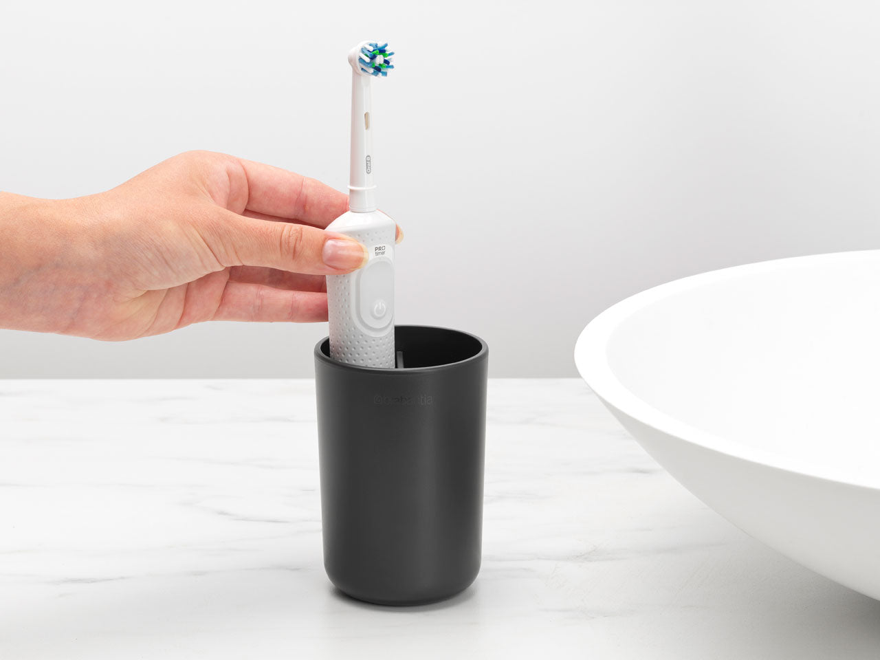 Brabantia Stainless Steel Toothbrush Holder - Wall Mount or Countertop Bathroom Organizer for Brushes & Oral Care Essentials | Perfect for Modern Homes & Spa-Like Bathrooms