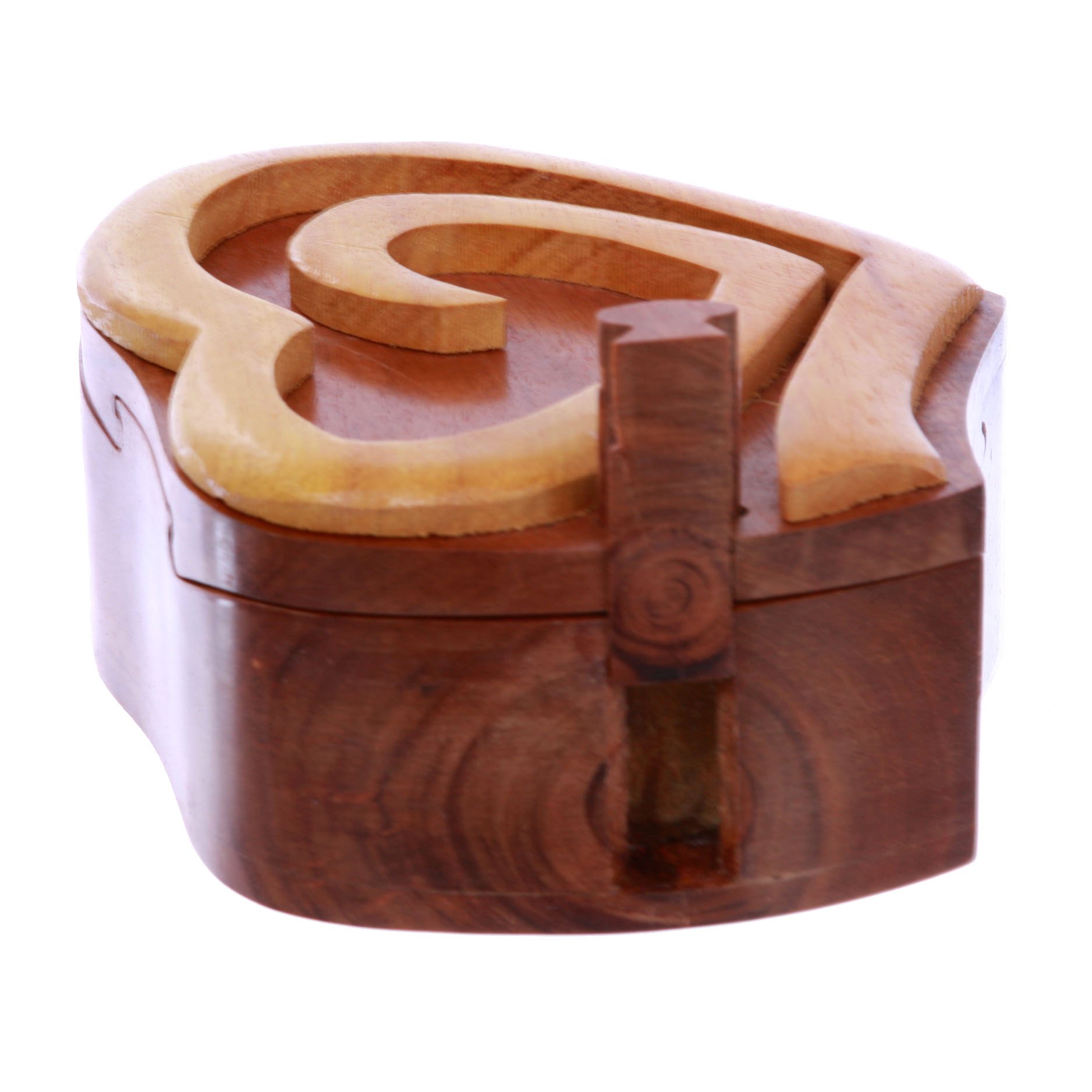 Handcrafted Wooden Secret Jewelry Puzzle Box with Double Interlink Entwined Hearts - Romantic Gift for Anniversary, Valentine's Day - Perfect for Storing Rings, Necklaces & Love Notes