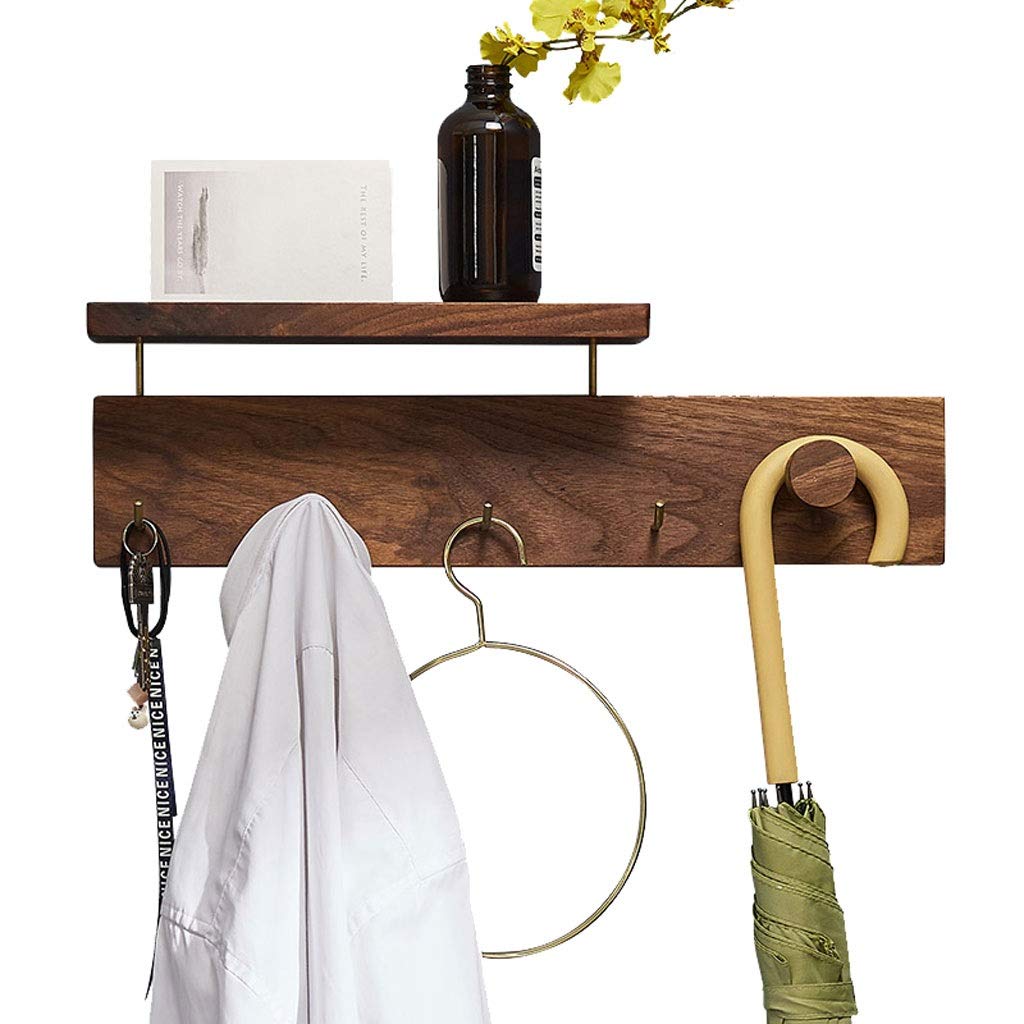 Solid Wood Wall Mounted Coat Rack with Hooks - Multi-Functional Key & Hat Organizer for Entryway, Porch, or Bedroom - Includes Hole Punching & Double Installation Options