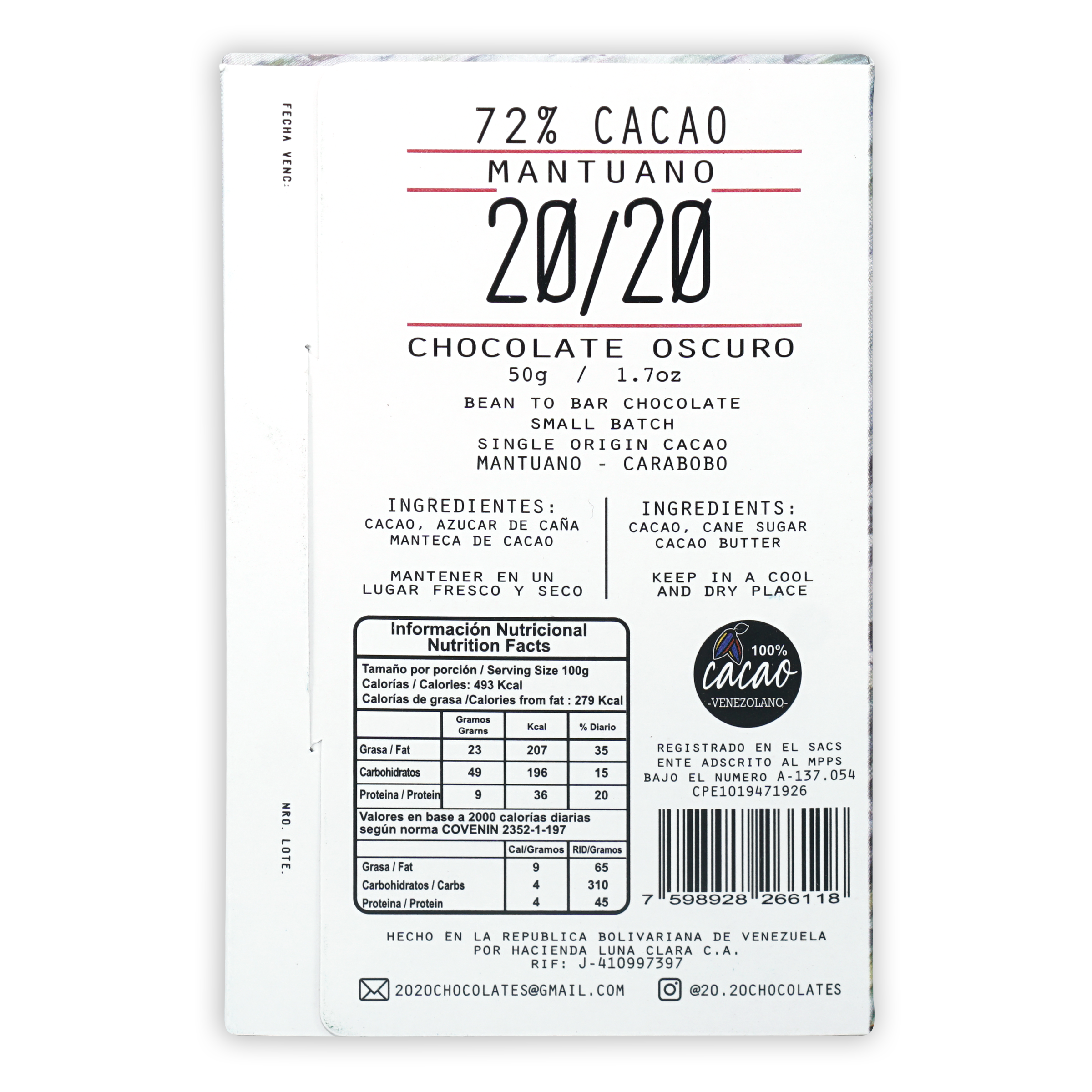 20/20 Mantuano 72% Dark Chocolate Bars - Premium Artisan Chocolate for Gifting, Baking & Desserts - Perfect for Valentine's Day, Holidays & Special Occasions