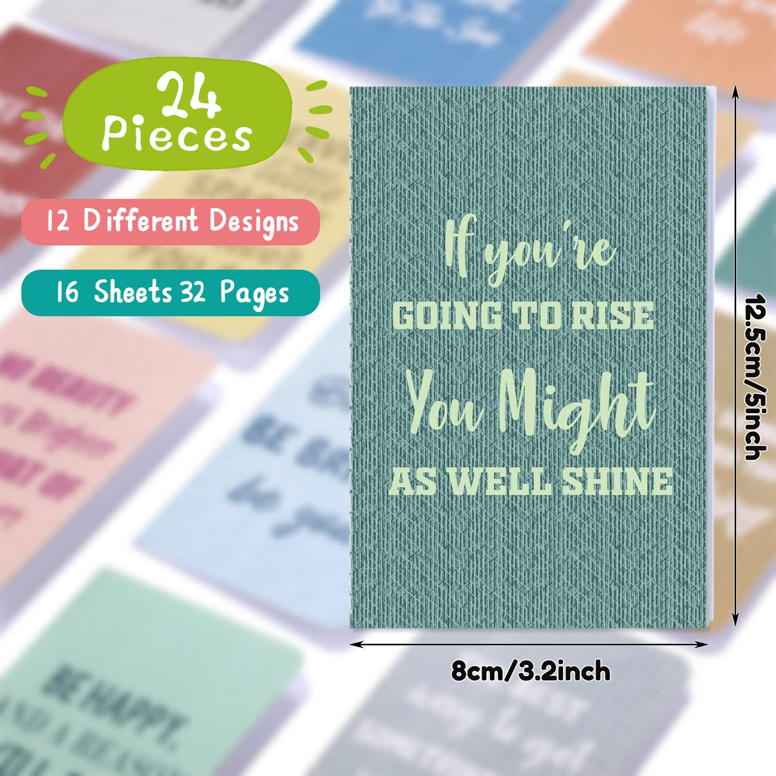 Zonon 24-Pack Mini Colorful Notebooks Bulk - Motivational Journals & Inspirational Notepads for Teachers, Office, Travel - Small Pocket Notebooks with Funny Quotes (Retro Style) - Perfect for Gifts, Prizes & Daily Journaling
