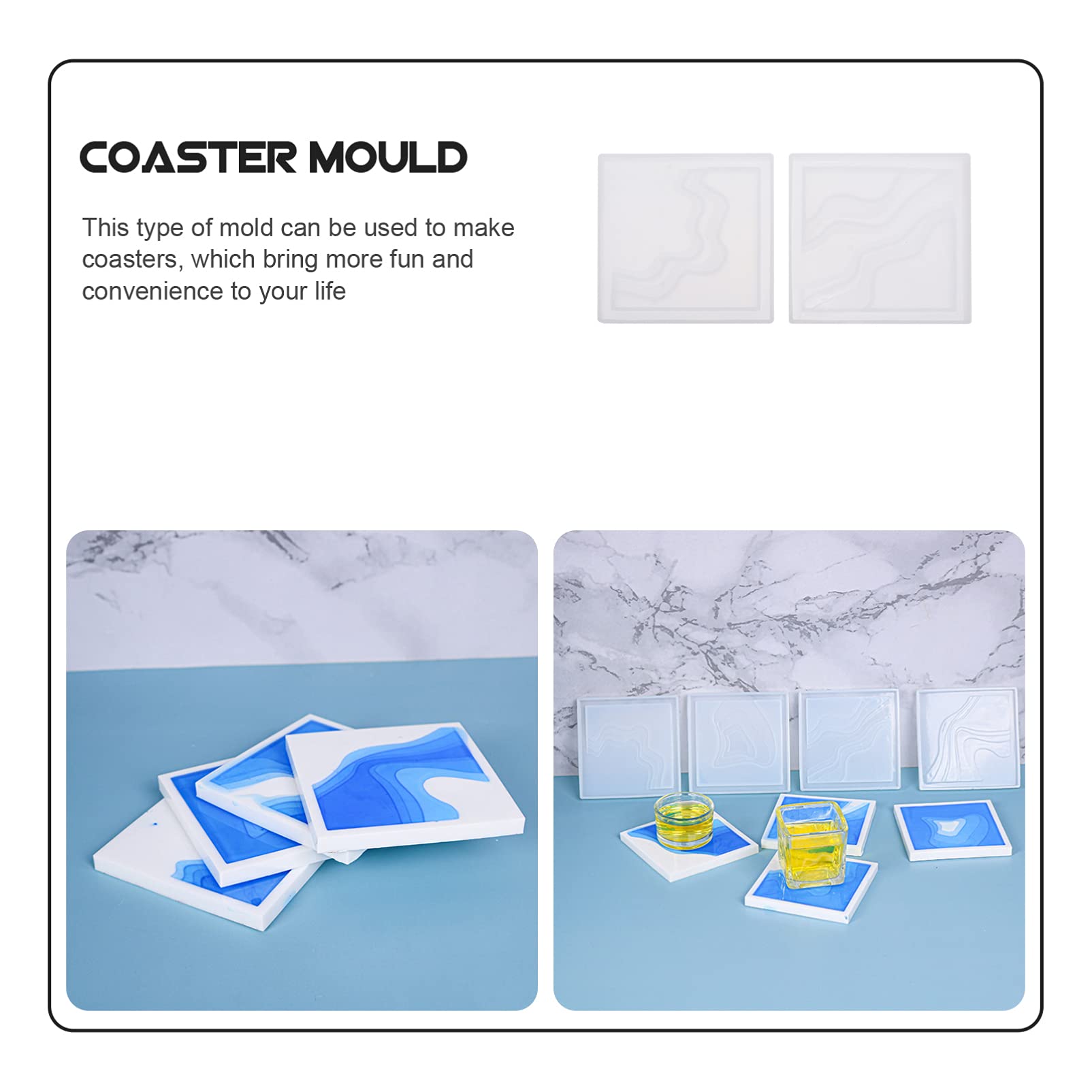 EXCEART 2-Pack Silicone Coaster Molds for DIY Epoxy Resin Casting - Round Drink Coaster Molds, Candle Holder & Plate Dish Molds - Perfect for Handmade Crafts, Home Decor & Gift Making