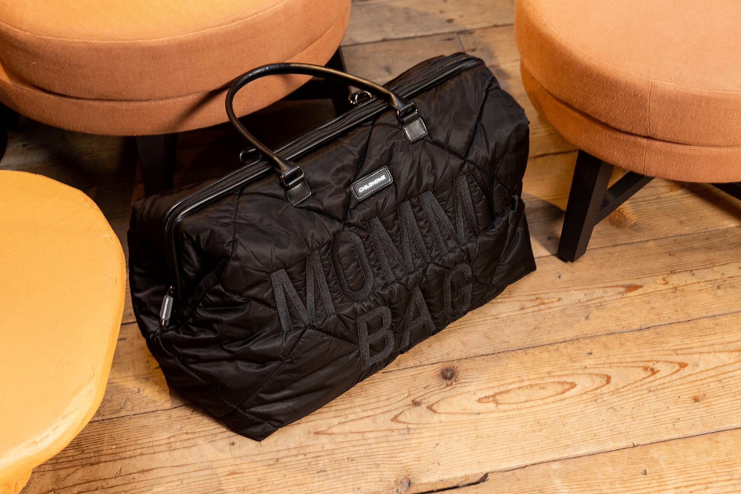 **The Original Mommy Bag by Childhome - Large Baby Diaper Bag & Hospital Bag for Moms, Spacious Tote for Travel & Essentials, Pregnancy Must-Haves (Puffered Black) - Perfect for Newborn Care, Maternity Trips & Everyday Use**