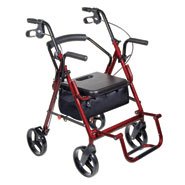 2-in-1 Transport Chair and Rollator Walker - Lightweight Aluminum Mobility Aid with Compact Foldable Design (Blue, 9.5